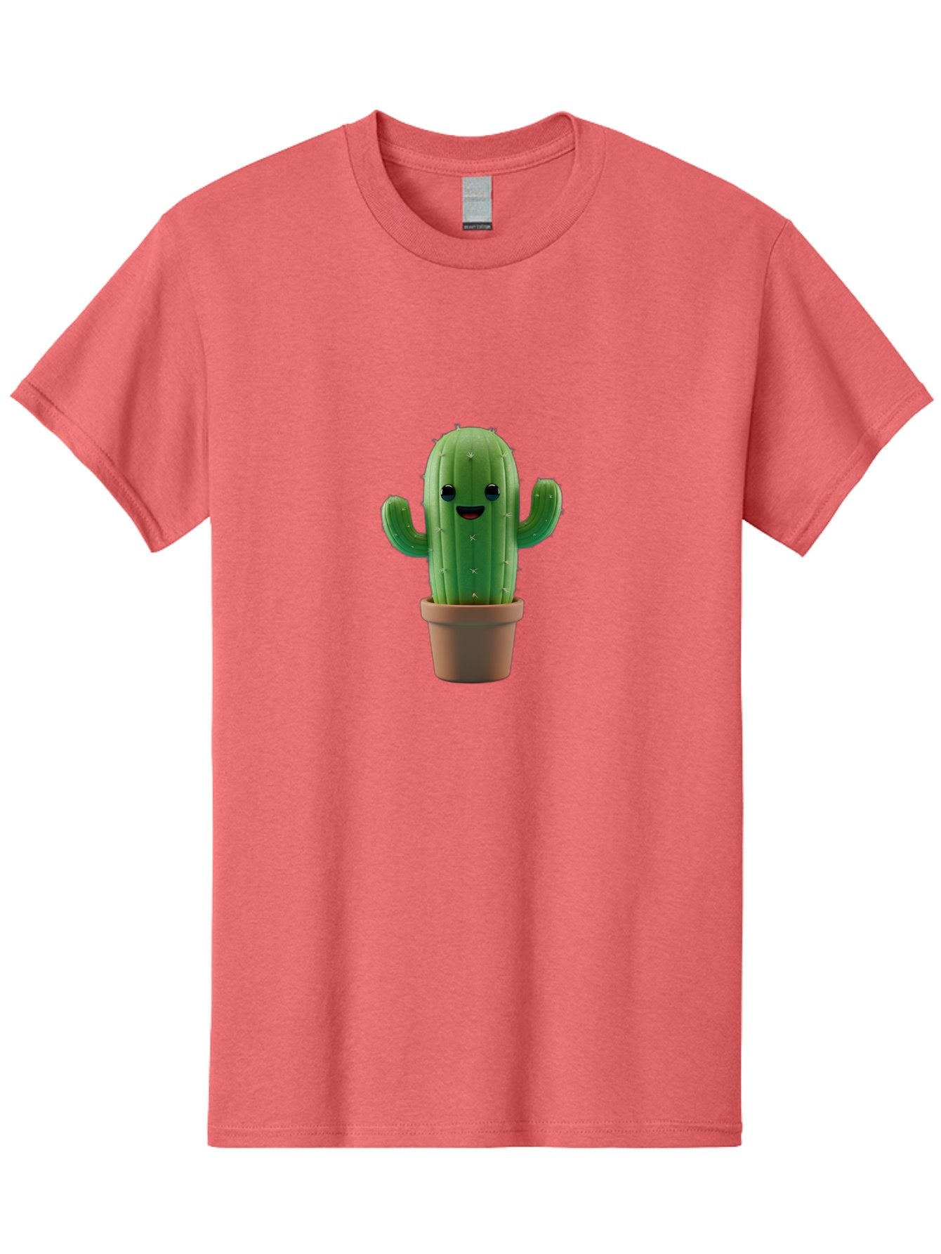 Smiling-Cactus Men'S Graphic Tee, 100% Cotton, Comfortable Casual Summer Wear, Machine Washable, Cartoon Cactus, Smiling Cactus, Potted Plant, Cute Character, Green Cactus, Happy Face, Friendly Cactus, Quirky Design Bad636 8