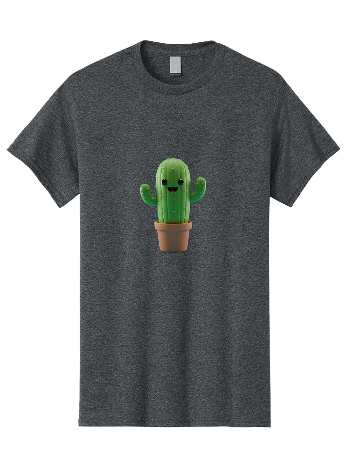 Smiling-Cactus Men'S Graphic Tee, 100% Cotton, Comfortable Casual Summer Wear, Machine Washable, Cartoon Cactus, Smiling Cactus, Potted Plant, Cute Character, Green Cactus, Happy Face, Friendly Cactus, Quirky Design Bad636 4