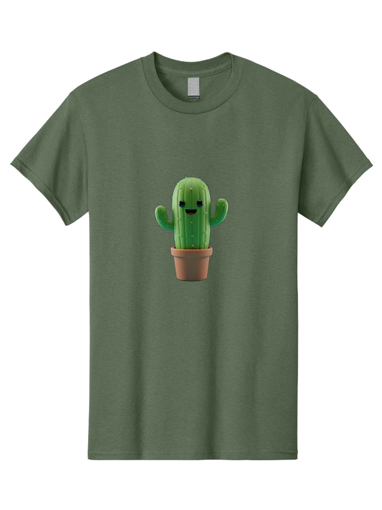 Smiling-Cactus Men'S Graphic Tee, 100% Cotton, Comfortable Casual Summer Wear, Machine Washable, Cartoon Cactus, Smiling Cactus, Potted Plant, Cute Character, Green Cactus, Happy Face, Friendly Cactus, Quirky Design Bad636 12