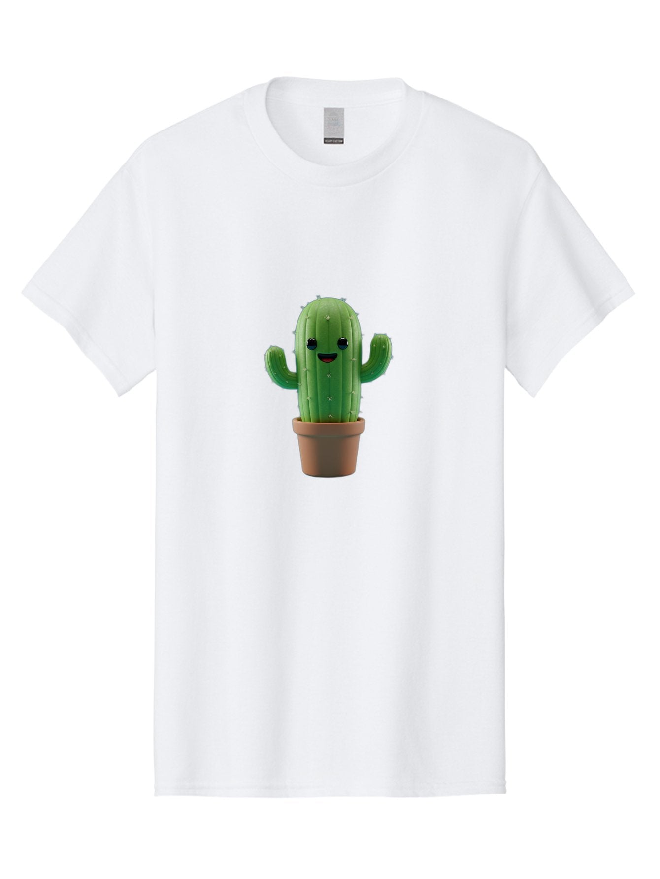 Smiling-Cactus Men'S Graphic Tee, 100% Cotton, Comfortable Casual Summer Wear, Machine Washable, Cartoon Cactus, Smiling Cactus, Potted Plant, Cute Character, Green Cactus, Happy Face, Friendly Cactus, Quirky Design Bad636 5