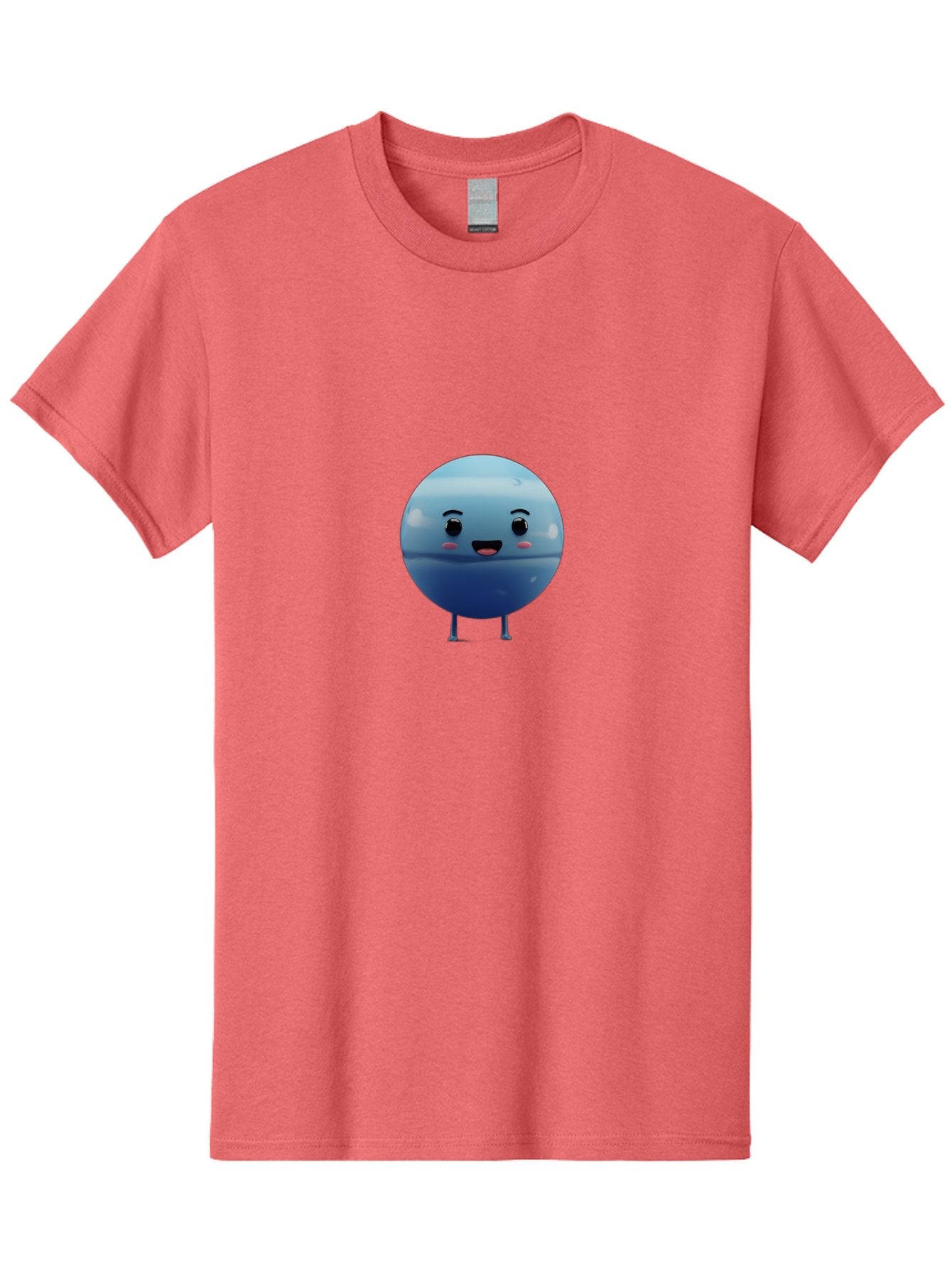 Smiling-Earth Men'S Graphic Tee, 100% Cotton, Comfortable Casual Summer Wear, Machine Washable, Water Droplet Character, Cute Cartoon Illustration, Blue Water Droplet, Happy Face, Rosy Cheeks, Funny Animation, Playful Vibe, Smiling Water Drop Bad637 3