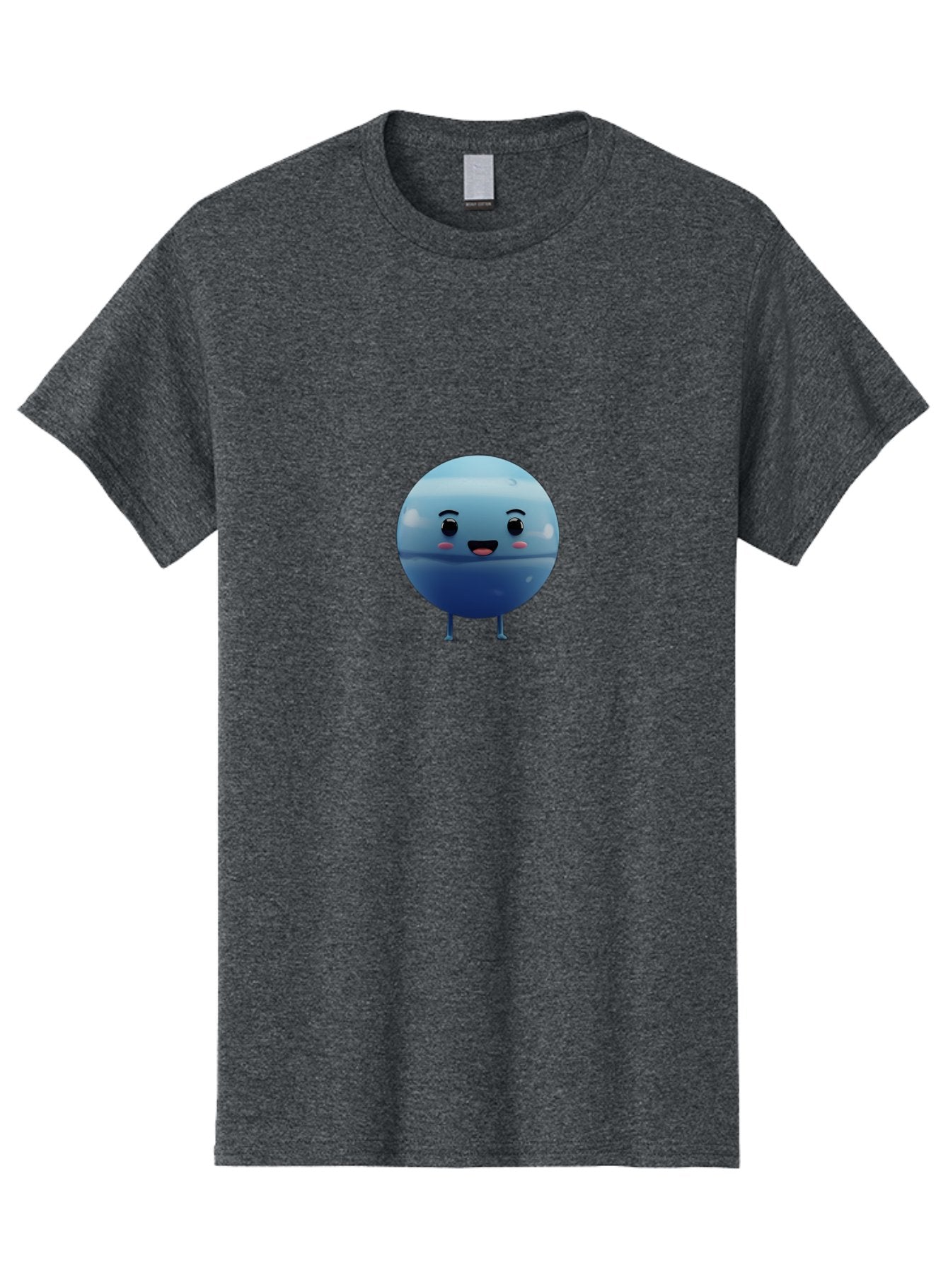 Smiling-Earth Men'S Graphic Tee, 100% Cotton, Comfortable Casual Summer Wear, Machine Washable, Water Droplet Character, Cute Cartoon Illustration, Blue Water Droplet, Happy Face, Rosy Cheeks, Funny Animation, Playful Vibe, Smiling Water Drop Bad637 4