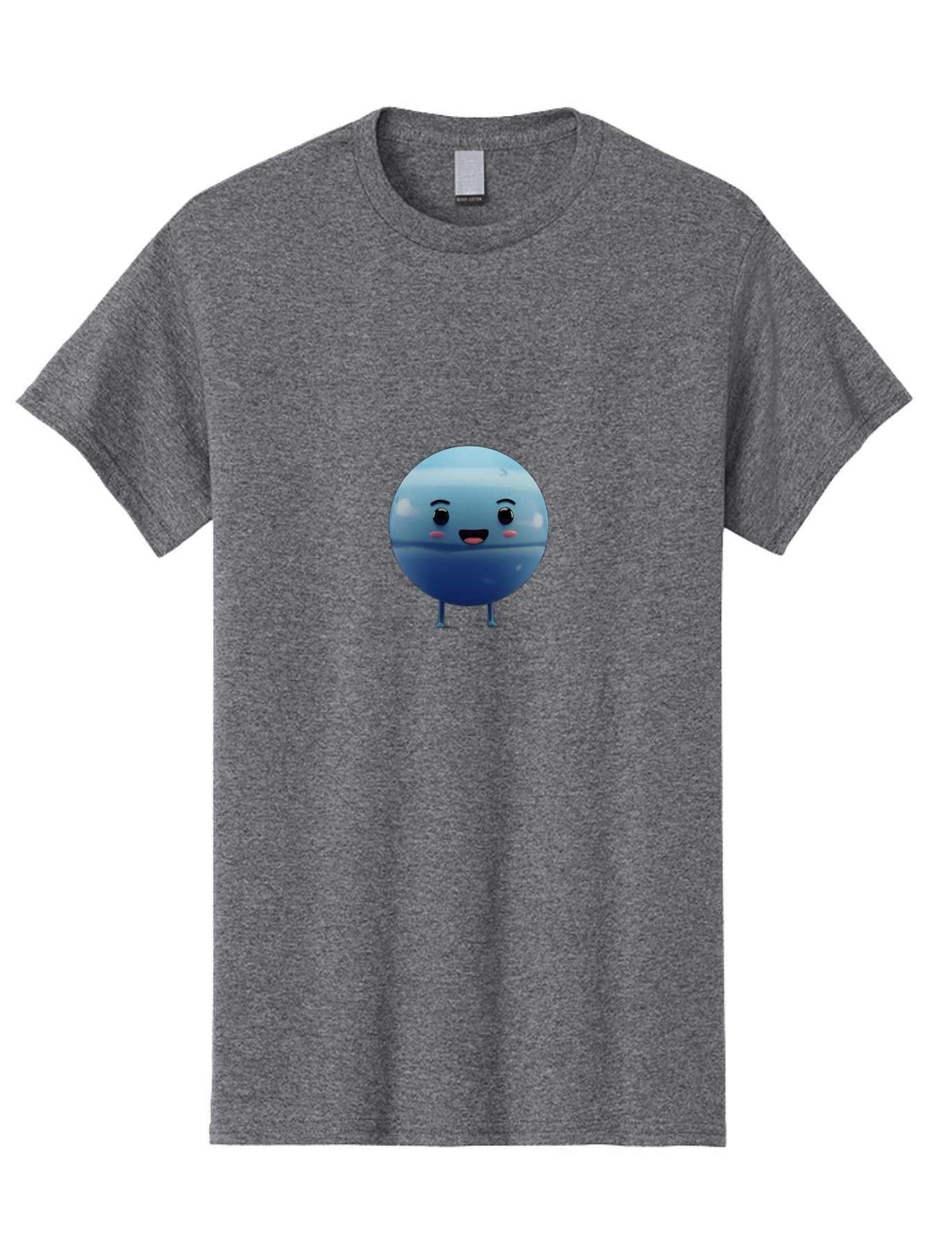 Smiling-Earth Men'S Graphic Tee, 100% Cotton, Comfortable Casual Summer Wear, Machine Washable, Water Droplet Character, Cute Cartoon Illustration, Blue Water Droplet, Happy Face, Rosy Cheeks, Funny Animation, Playful Vibe, Smiling Water Drop Bad637 5