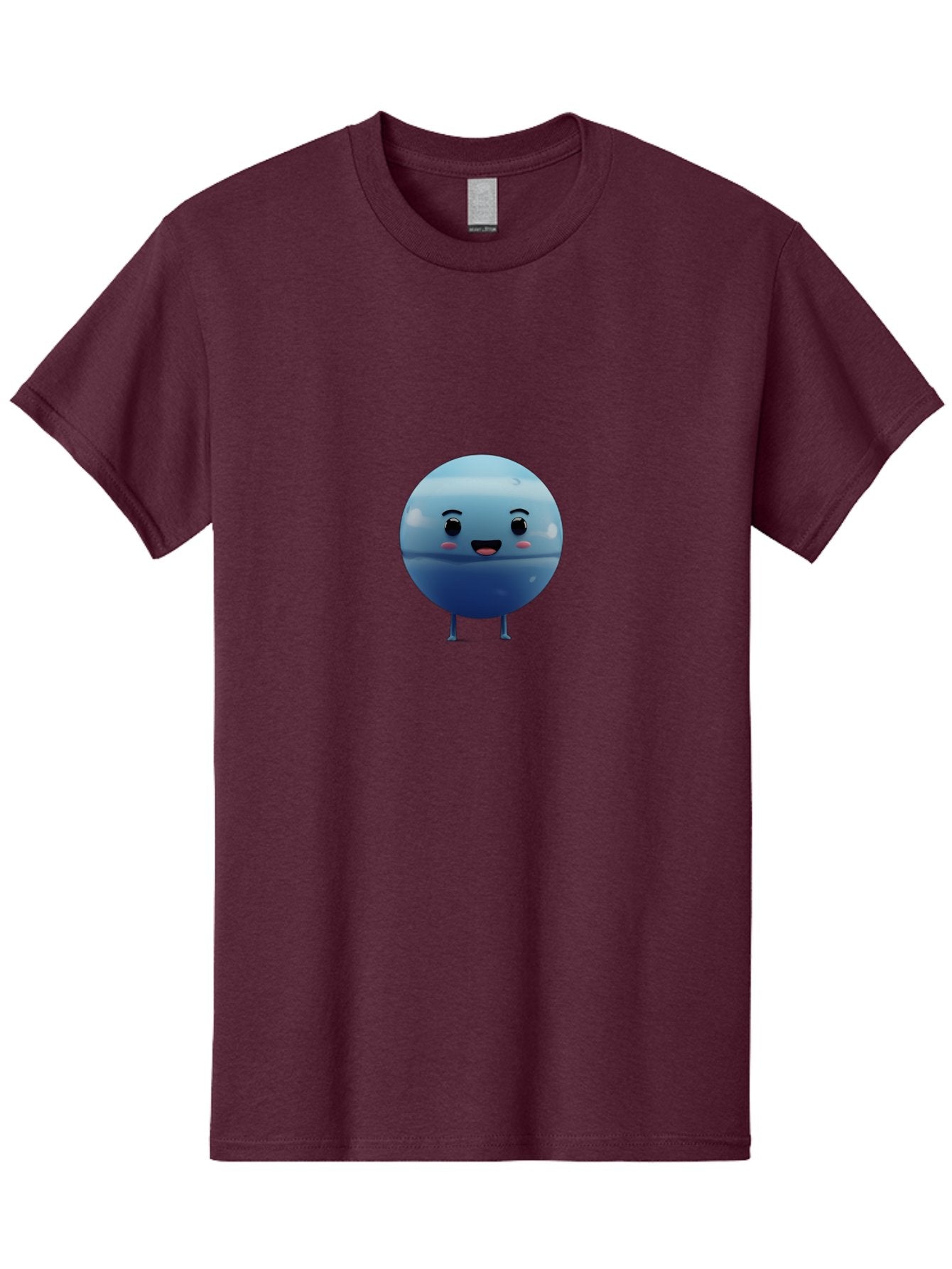 Smiling-Earth Men'S Graphic Tee, 100% Cotton, Comfortable Casual Summer Wear, Machine Washable, Water Droplet Character, Cute Cartoon Illustration, Blue Water Droplet, Happy Face, Rosy Cheeks, Funny Animation, Playful Vibe, Smiling Water Drop Bad637 15