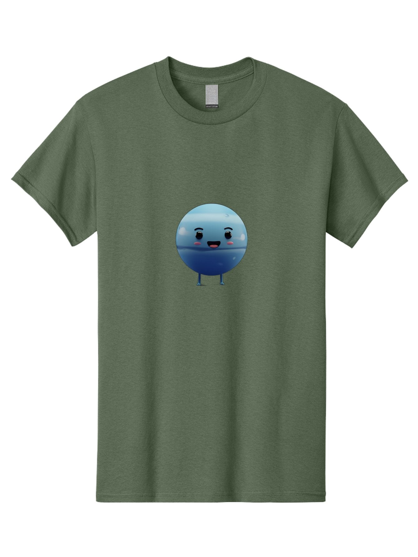 Smiling-Earth Men'S Graphic Tee, 100% Cotton, Comfortable Casual Summer Wear, Machine Washable, Water Droplet Character, Cute Cartoon Illustration, Blue Water Droplet, Happy Face, Rosy Cheeks, Funny Animation, Playful Vibe, Smiling Water Drop Bad637