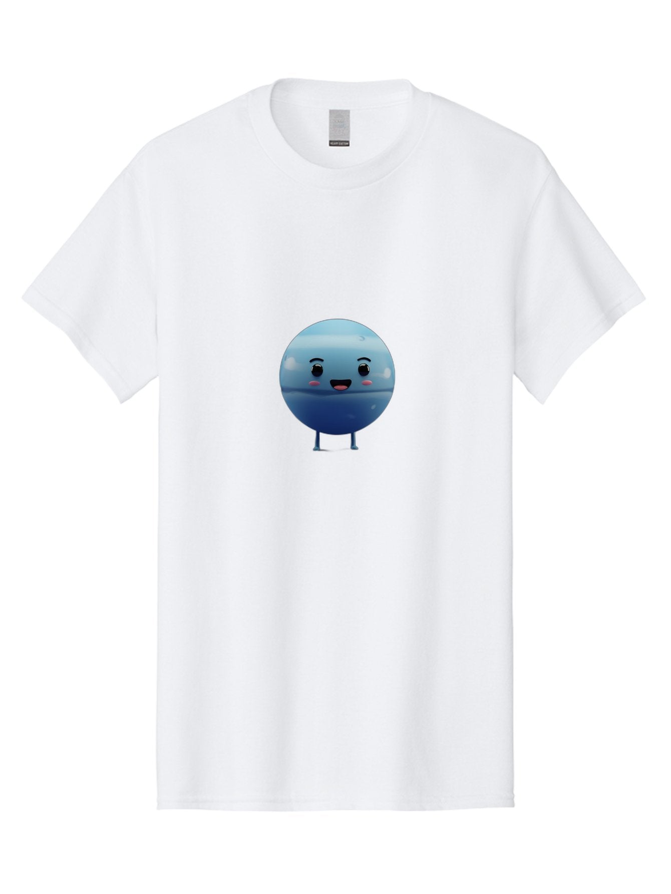 Smiling-Earth Men'S Graphic Tee, 100% Cotton, Comfortable Casual Summer Wear, Machine Washable, Water Droplet Character, Cute Cartoon Illustration, Blue Water Droplet, Happy Face, Rosy Cheeks, Funny Animation, Playful Vibe, Smiling Water Drop Bad637 7