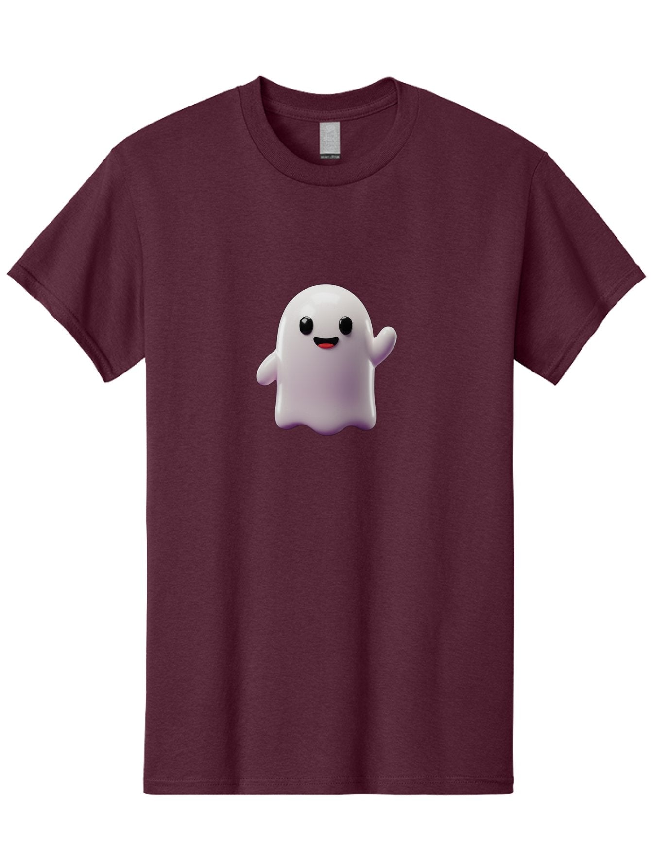 Smiling-Ghost-1 Men'S Graphic Tee, 100% Cotton, Comfortable Casual Summer Wear, Machine Washable, Cartoon Ghost, White Character, Smiling Face, Black Eyes, Little Arms, Cute Emoji, Digital Illustration, Friendly Spirit, 3D Rendering, Bad641 8