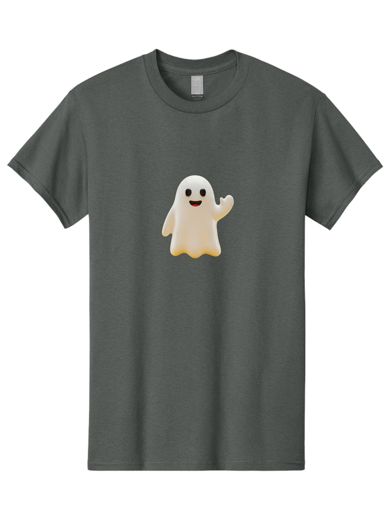 Smiling-Ghost Men'S Graphic Tee, 100% Cotton, Comfortable Casual Summer Wear, Machine Washable, Happy Ghost, Cartoon Ghost, Friendly Spirit, Smiling Face, Waving Ghost, Cartoon Character, Halloween Icon, Ghostly Figure, Cute Ghost Bad642 6