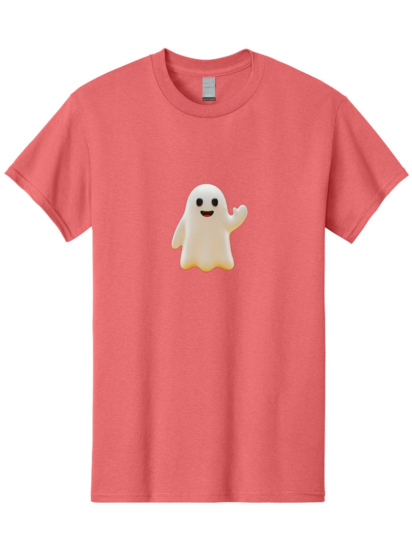 Smiling-Ghost Men'S Graphic Tee, 100% Cotton, Comfortable Casual Summer Wear, Machine Washable, Happy Ghost, Cartoon Ghost, Friendly Spirit, Smiling Face, Waving Ghost, Cartoon Character, Halloween Icon, Ghostly Figure, Cute Ghost Bad642 13