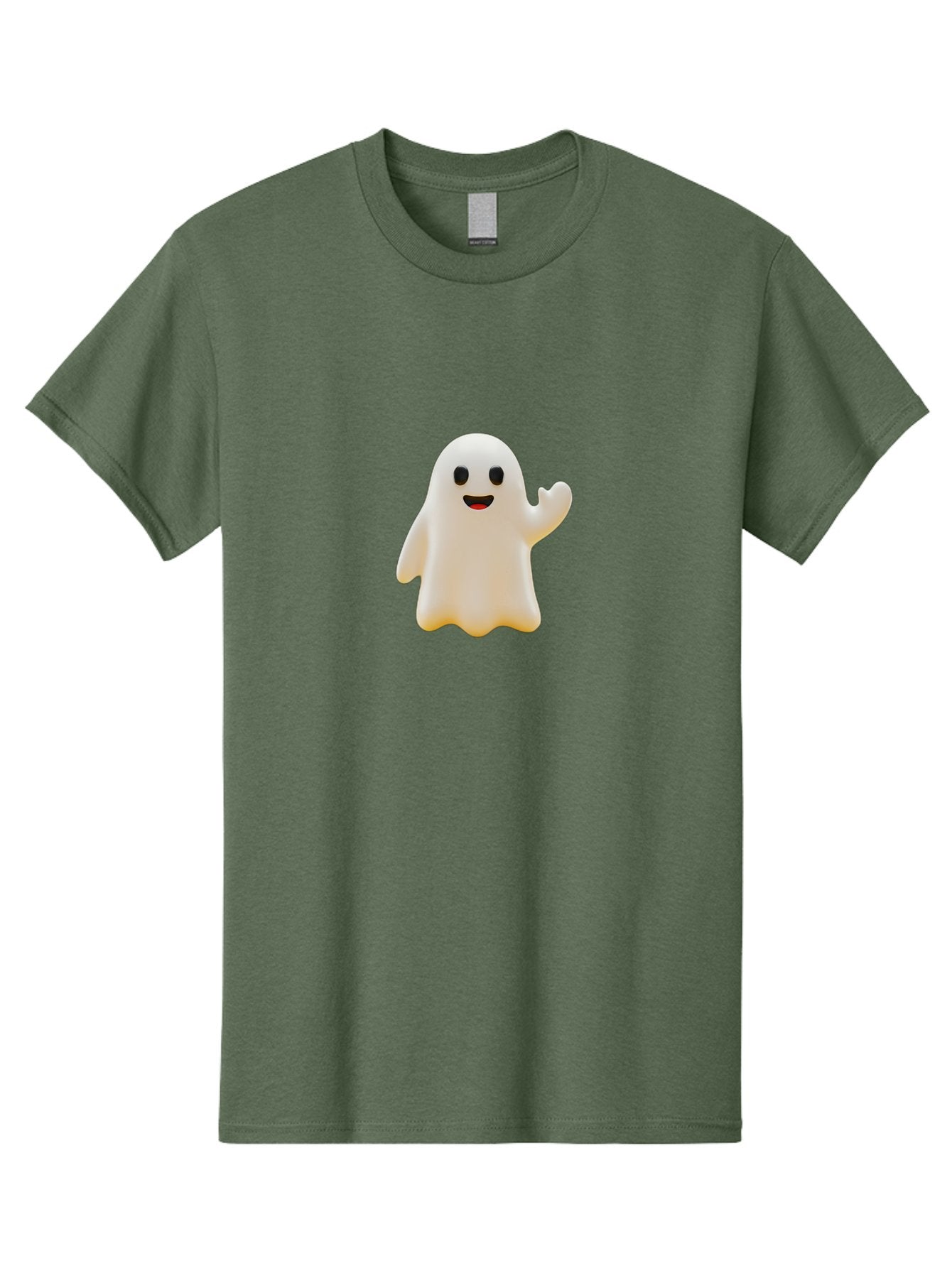 Smiling-Ghost Men'S Graphic Tee, 100% Cotton, Comfortable Casual Summer Wear, Machine Washable, Happy Ghost, Cartoon Ghost, Friendly Spirit, Smiling Face, Waving Ghost, Cartoon Character, Halloween Icon, Ghostly Figure, Cute Ghost Bad642 15