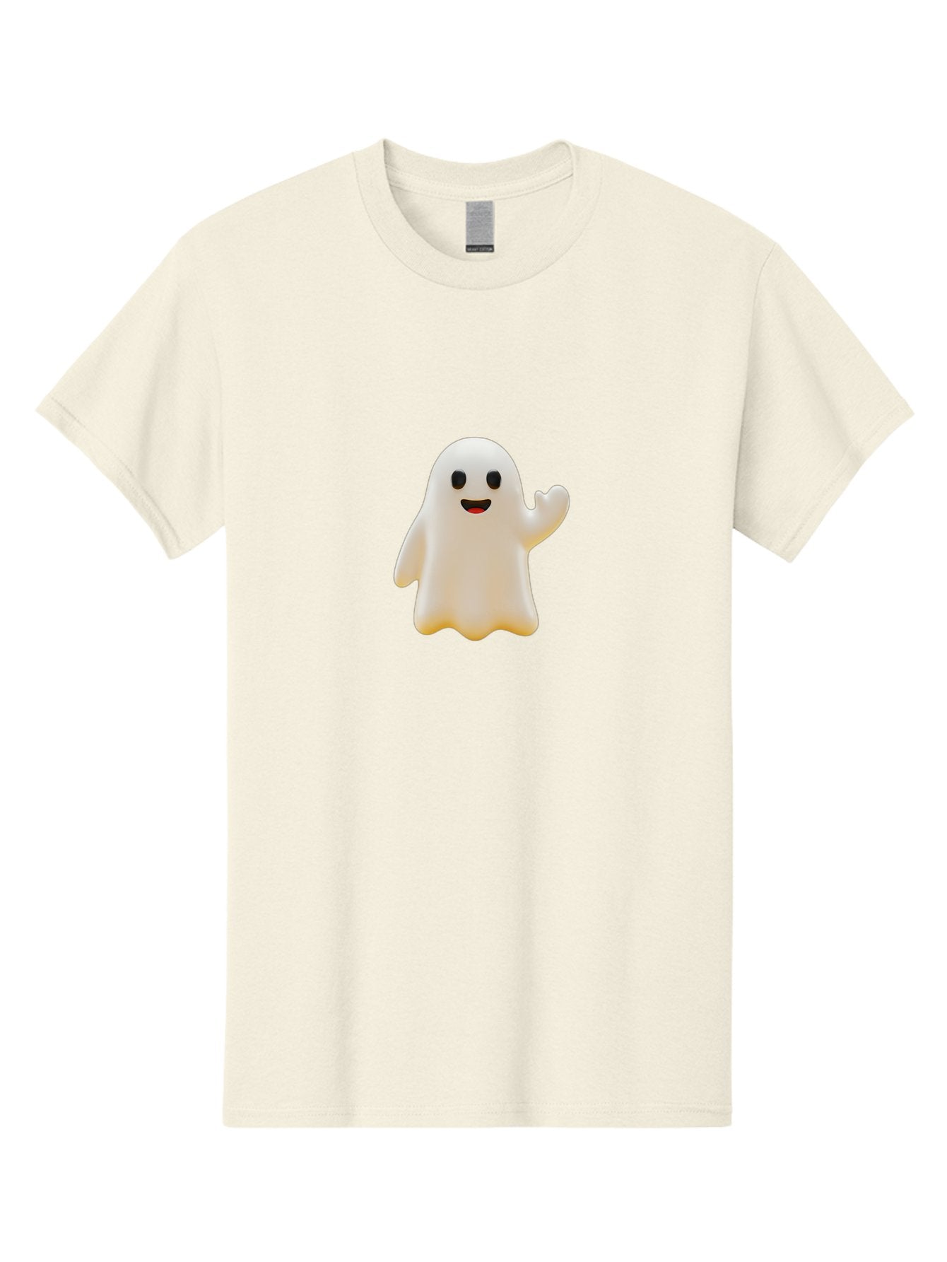 Smiling-Ghost Men'S Graphic Tee, 100% Cotton, Comfortable Casual Summer Wear, Machine Washable, Happy Ghost, Cartoon Ghost, Friendly Spirit, Smiling Face, Waving Ghost, Cartoon Character, Halloween Icon, Ghostly Figure, Cute Ghost Bad642 10