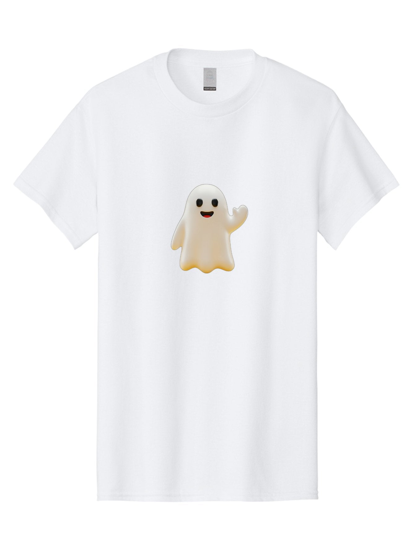 Smiling-Ghost Men'S Graphic Tee, 100% Cotton, Comfortable Casual Summer Wear, Machine Washable, Happy Ghost, Cartoon Ghost, Friendly Spirit, Smiling Face, Waving Ghost, Cartoon Character, Halloween Icon, Ghostly Figure, Cute Ghost Bad642 12