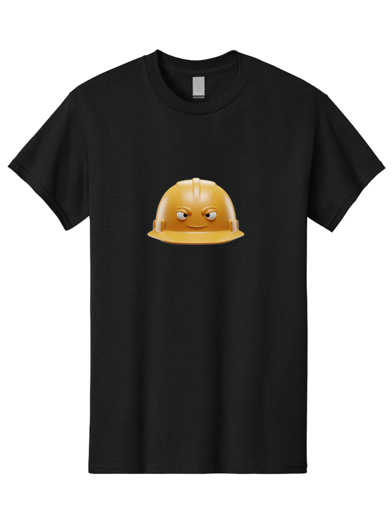 Smiling-Hard-Hat-1 Men'S Graphic Tee, 100% Cotton, Comfortable Casual Summer Wear, Machine Washable, Construction Hard Hat, Safety Helmet, Cartoon Character, Funny Face, Smiling Eyes, Building Industry, Workplace Safety, Security Gear, Bad643
