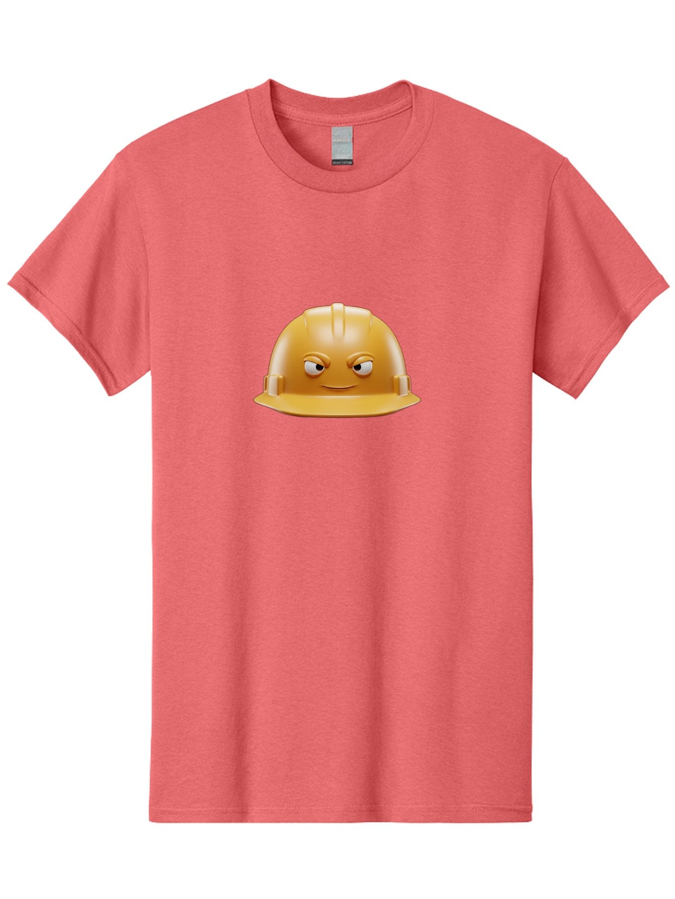 Smiling-Hard-Hat-1 Men'S Graphic Tee, 100% Cotton, Comfortable Casual Summer Wear, Machine Washable, Construction Hard Hat, Safety Helmet, Cartoon Character, Funny Face, Smiling Eyes, Building Industry, Workplace Safety, Security Gear, Bad643 8