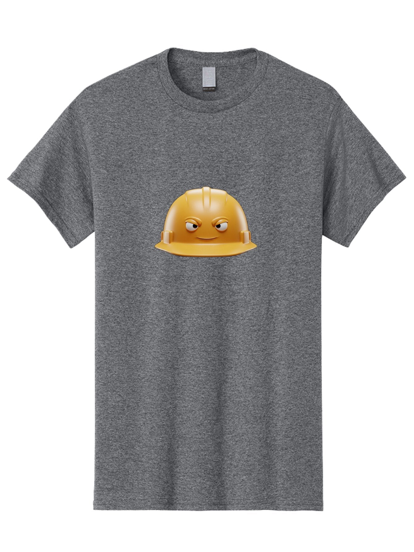 Smiling-Hard-Hat-1 Men'S Graphic Tee, 100% Cotton, Comfortable Casual Summer Wear, Machine Washable, Construction Hard Hat, Safety Helmet, Cartoon Character, Funny Face, Smiling Eyes, Building Industry, Workplace Safety, Security Gear, Bad643 12