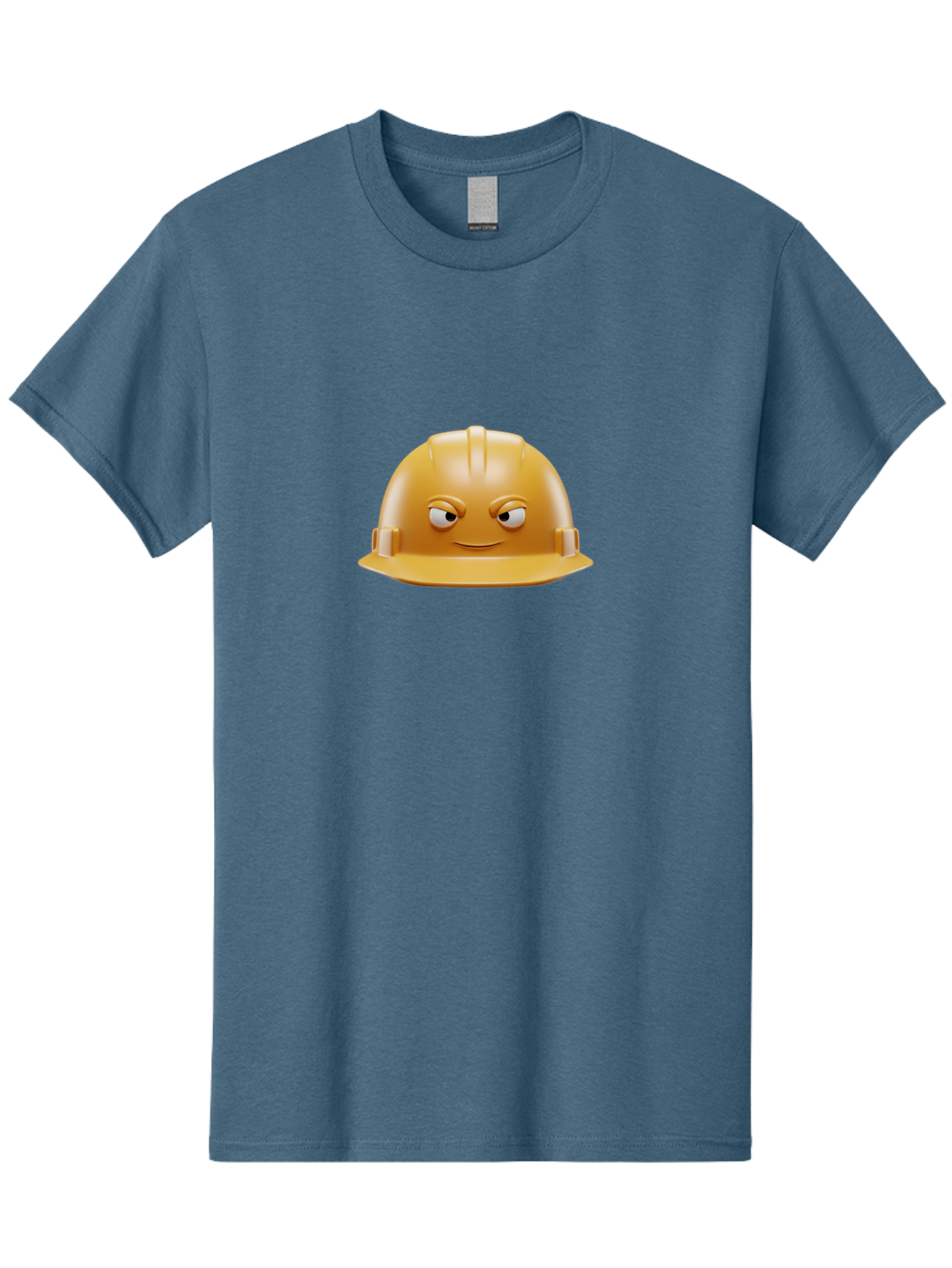 Smiling-Hard-Hat-1 Men'S Graphic Tee, 100% Cotton, Comfortable Casual Summer Wear, Machine Washable, Construction Hard Hat, Safety Helmet, Cartoon Character, Funny Face, Smiling Eyes, Building Industry, Workplace Safety, Security Gear, Bad643 11