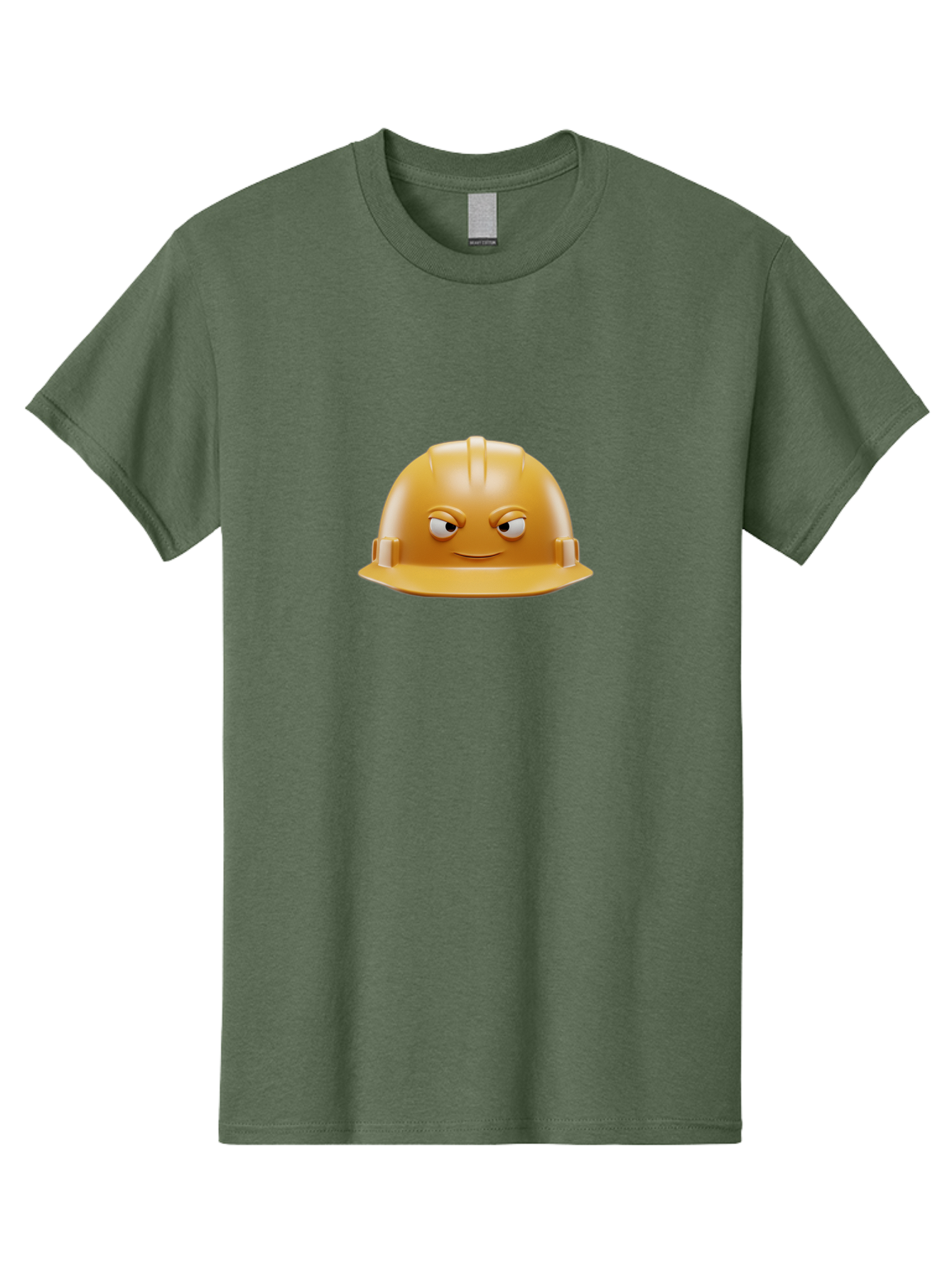 Smiling-Hard-Hat-1 Men'S Graphic Tee, 100% Cotton, Comfortable Casual Summer Wear, Machine Washable, Construction Hard Hat, Safety Helmet, Cartoon Character, Funny Face, Smiling Eyes, Building Industry, Workplace Safety, Security Gear, Bad643 12