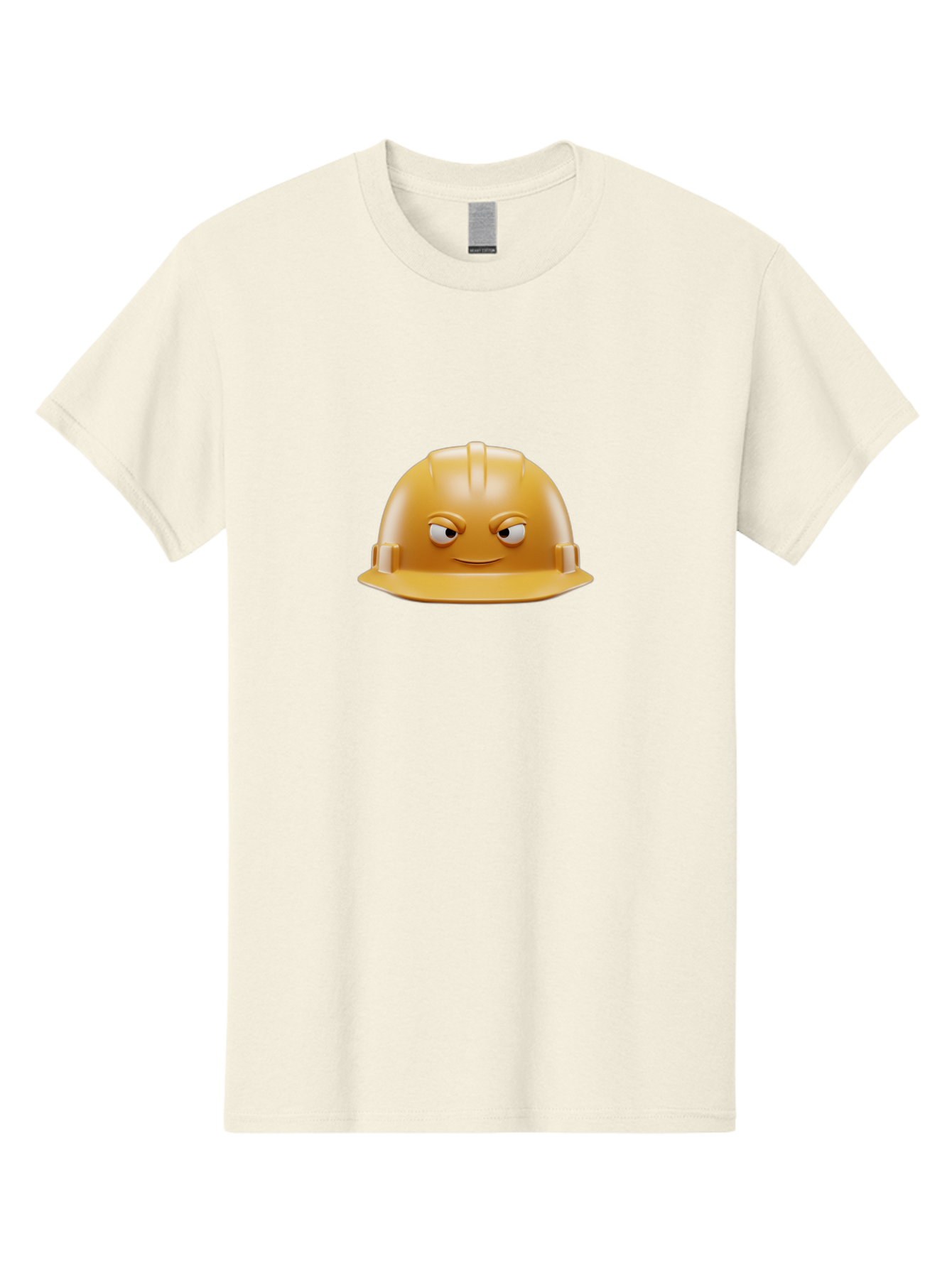 Smiling-Hard-Hat-1 Men'S Graphic Tee, 100% Cotton, Comfortable Casual Summer Wear, Machine Washable, Construction Hard Hat, Safety Helmet, Cartoon Character, Funny Face, Smiling Eyes, Building Industry, Workplace Safety, Security Gear, Bad643 15