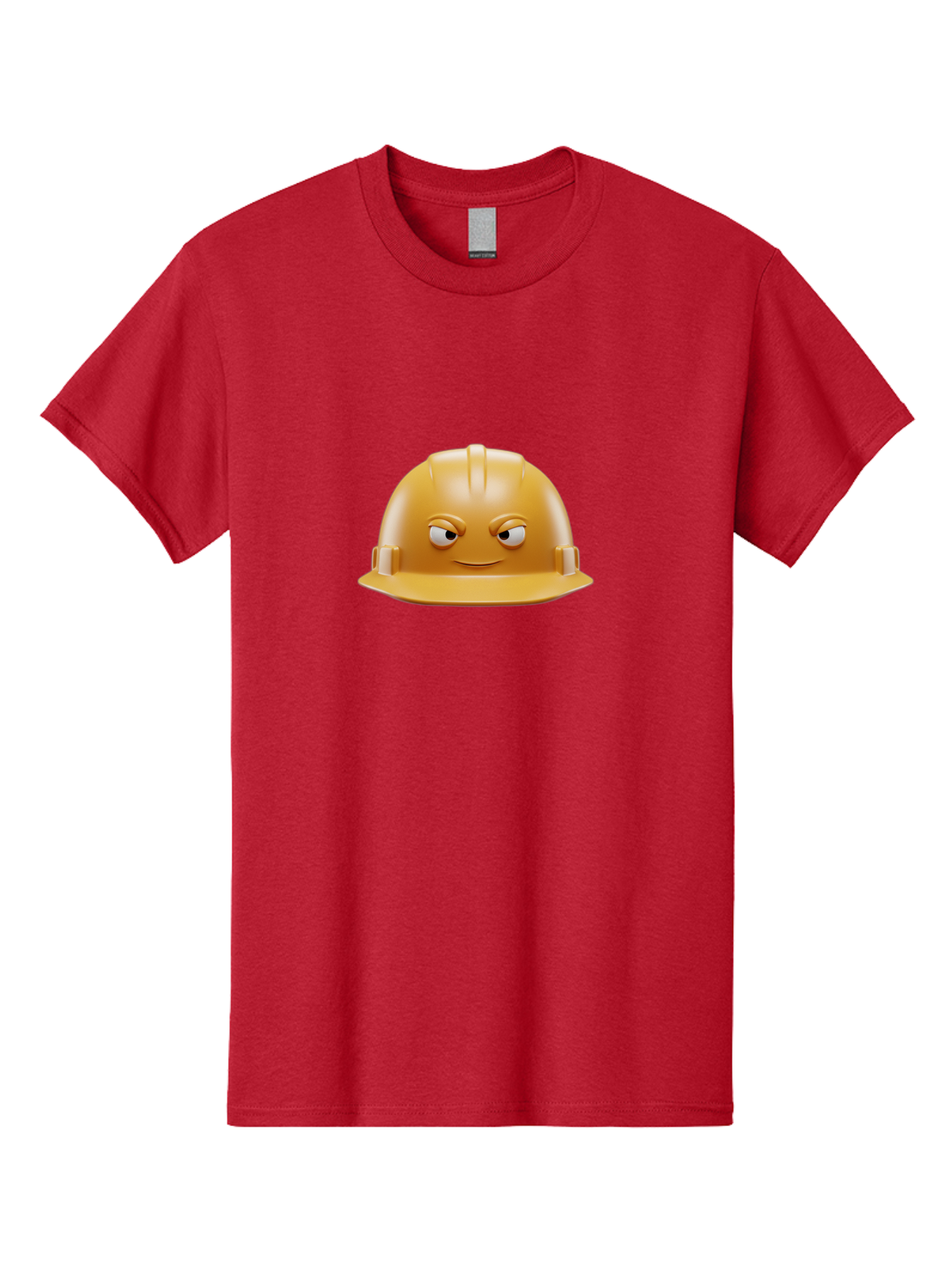 Smiling-Hard-Hat-1 Men'S Graphic Tee, 100% Cotton, Comfortable Casual Summer Wear, Machine Washable, Construction Hard Hat, Safety Helmet, Cartoon Character, Funny Face, Smiling Eyes, Building Industry, Workplace Safety, Security Gear, Bad643 5