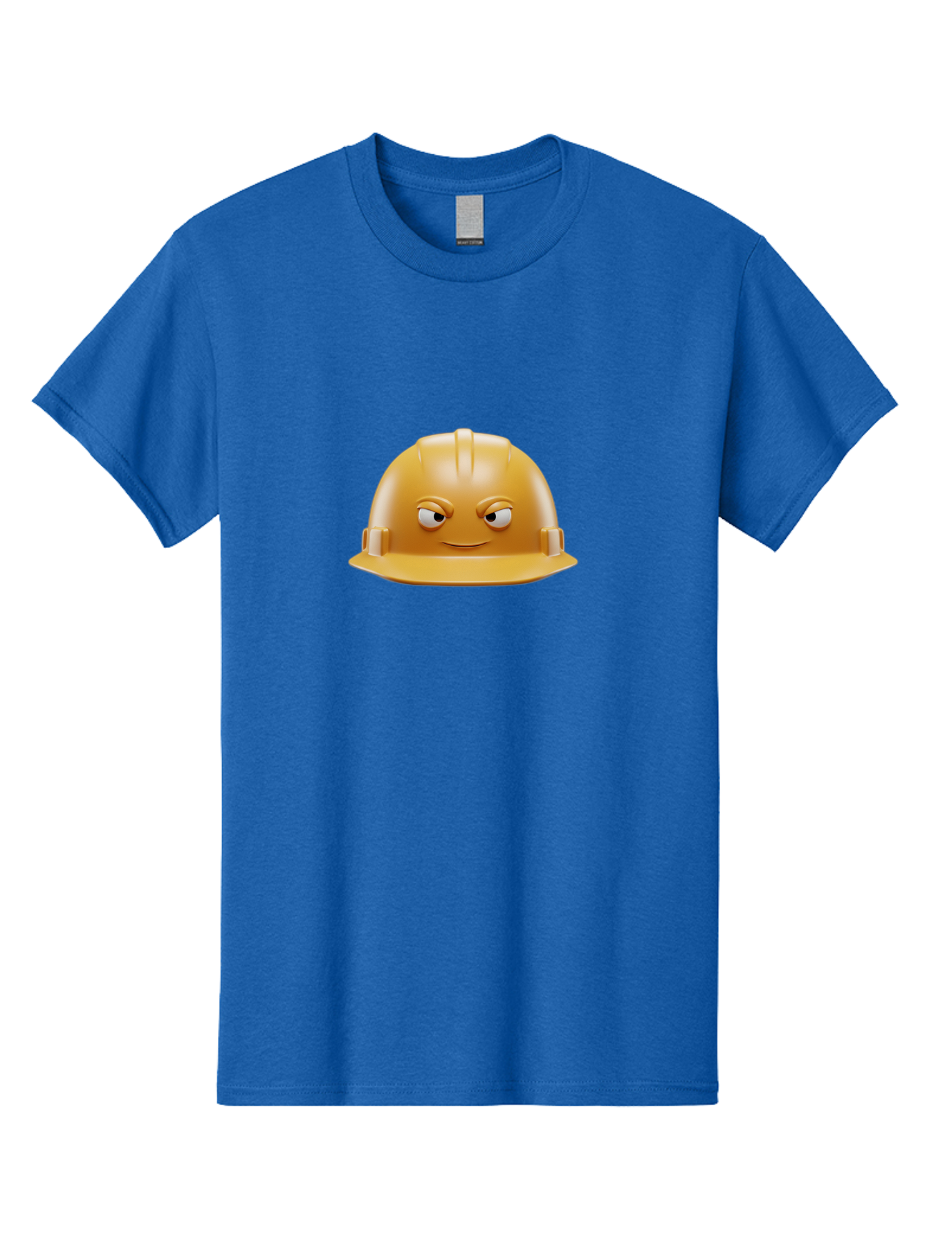 Smiling-Hard-Hat-1 Men'S Graphic Tee, 100% Cotton, Comfortable Casual Summer Wear, Machine Washable, Construction Hard Hat, Safety Helmet, Cartoon Character, Funny Face, Smiling Eyes, Building Industry, Workplace Safety, Security Gear, Bad643 10