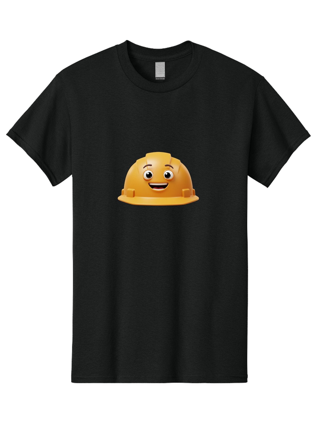 Smiling-Hard-Hat Men'S Graphic Tee, 100% Cotton, Comfortable Casual Summer Wear, Machine Washable, Safety Helmet, Hard Hat, Cartoon Character, Smiling Face, Construction Worker, Occupational Safety, Protective Gear, 3D Illustration Bad644