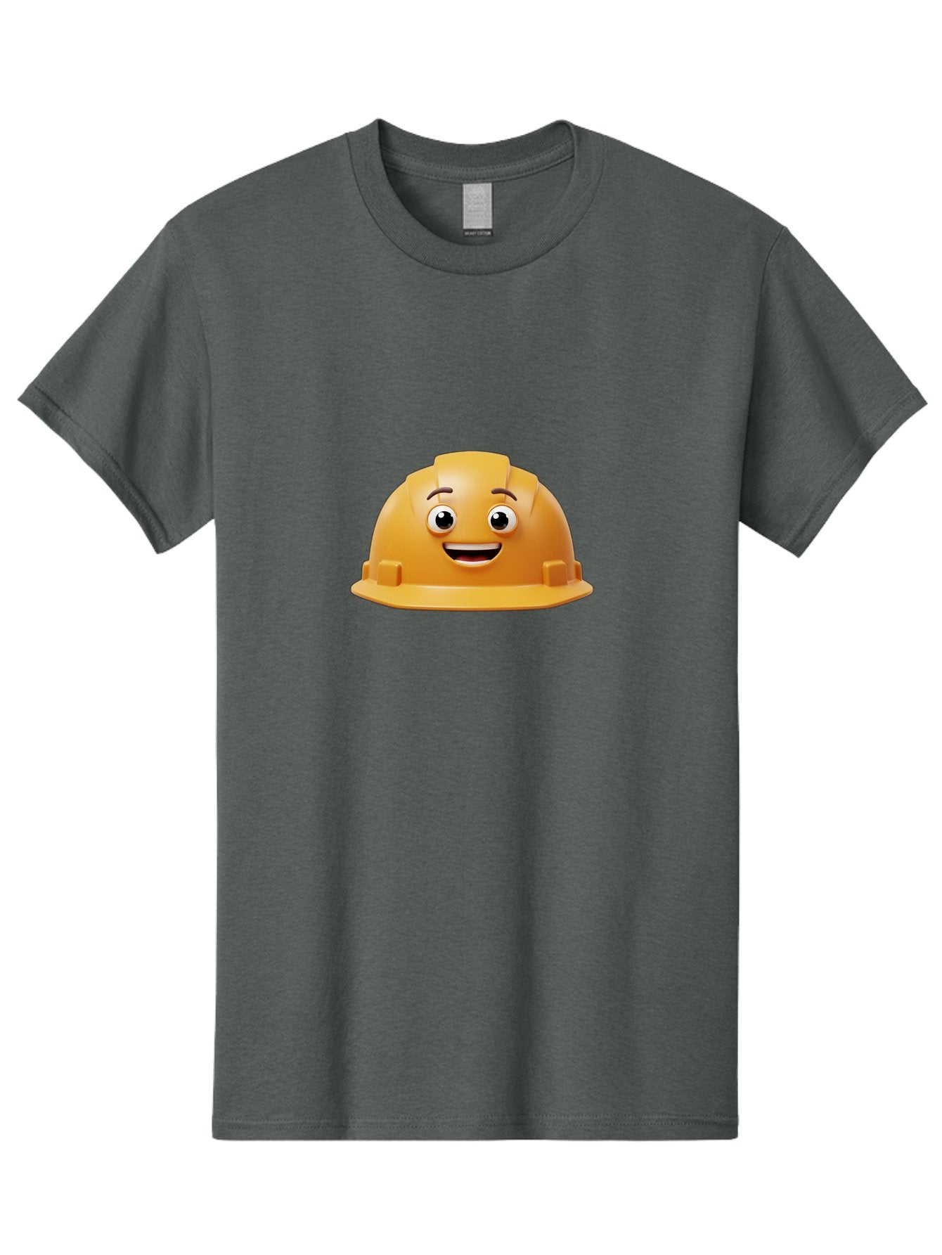 Smiling-Hard-Hat Men'S Graphic Tee, 100% Cotton, Comfortable Casual Summer Wear, Machine Washable, Safety Helmet, Hard Hat, Cartoon Character, Smiling Face, Construction Worker, Occupational Safety, Protective Gear, 3D Illustration Bad644 15