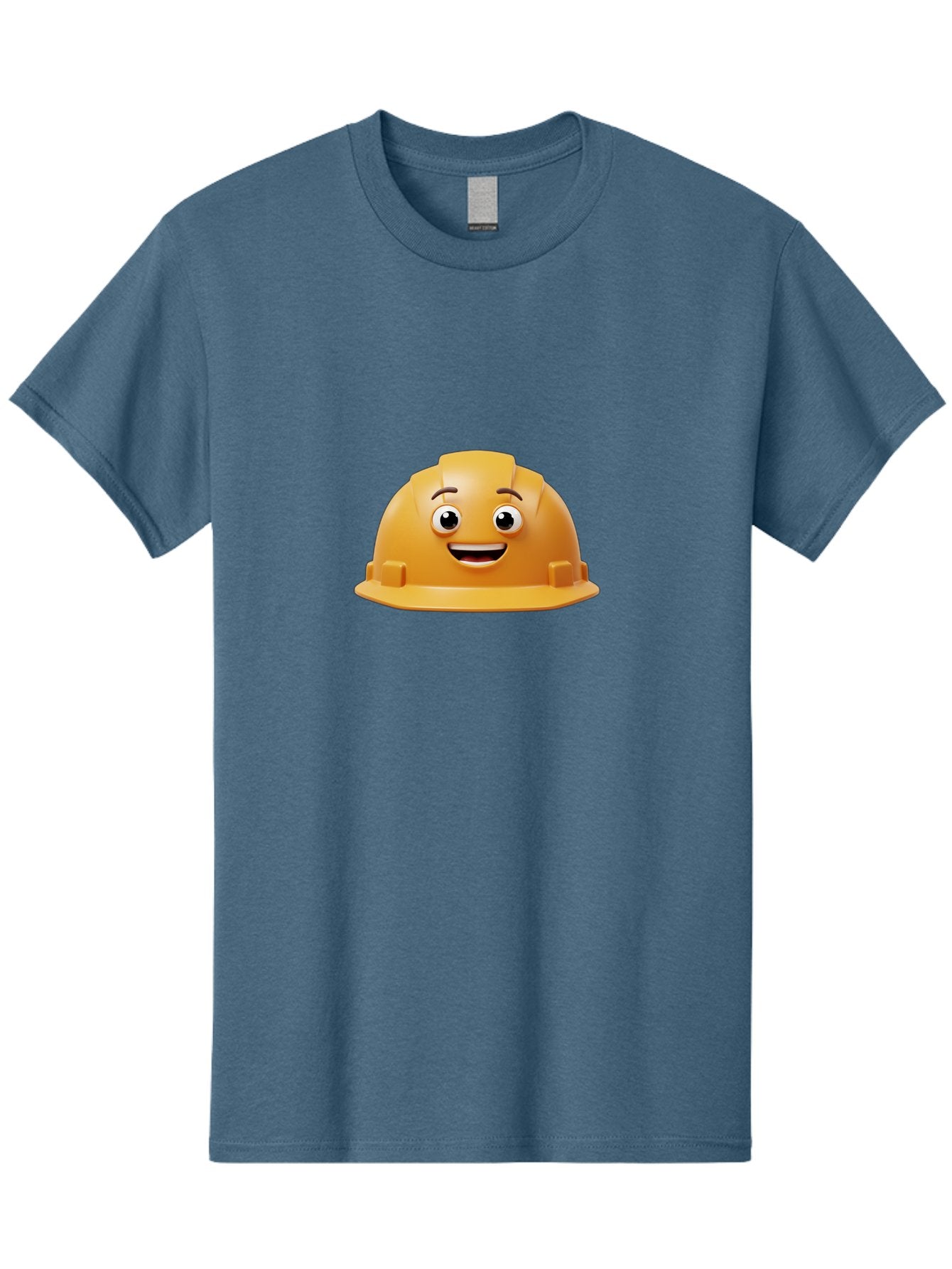 Smiling-Hard-Hat Men'S Graphic Tee, 100% Cotton, Comfortable Casual Summer Wear, Machine Washable, Safety Helmet, Hard Hat, Cartoon Character, Smiling Face, Construction Worker, Occupational Safety, Protective Gear, 3D Illustration Bad644 4