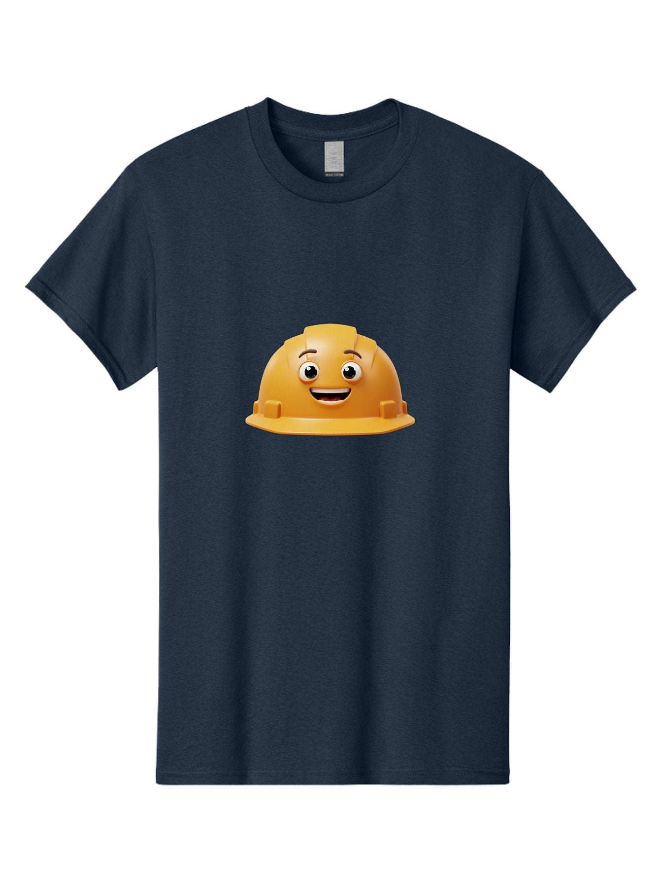 Smiling-Hard-Hat Men'S Graphic Tee, 100% Cotton, Comfortable Casual Summer Wear, Machine Washable, Safety Helmet, Hard Hat, Cartoon Character, Smiling Face, Construction Worker, Occupational Safety, Protective Gear, 3D Illustration Bad644 3
