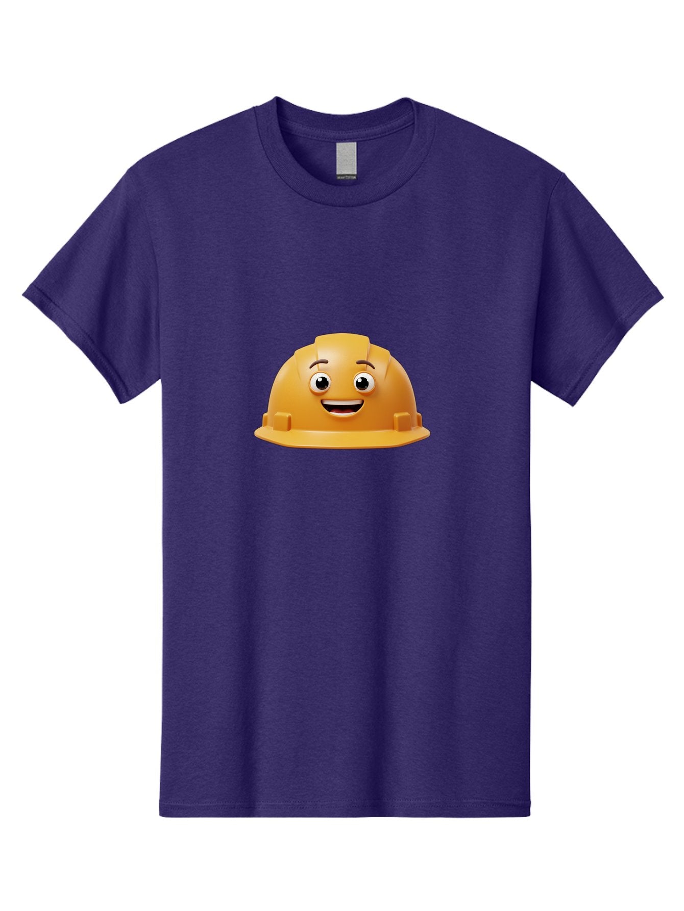Smiling-Hard-Hat Men'S Graphic Tee, 100% Cotton, Comfortable Casual Summer Wear, Machine Washable, Safety Helmet, Hard Hat, Cartoon Character, Smiling Face, Construction Worker, Occupational Safety, Protective Gear, 3D Illustration Bad644 12