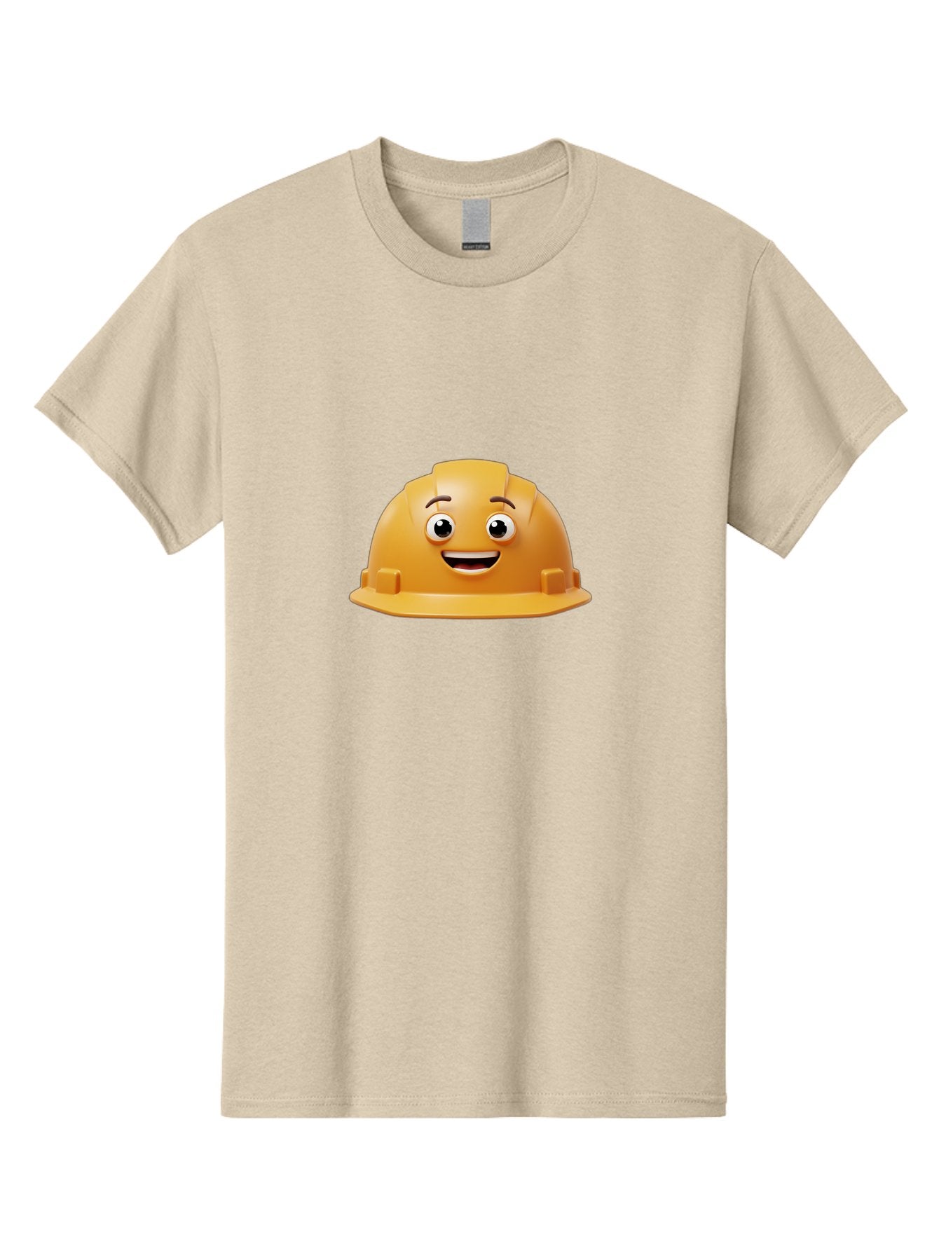 Smiling-Hard-Hat Men'S Graphic Tee, 100% Cotton, Comfortable Casual Summer Wear, Machine Washable, Safety Helmet, Hard Hat, Cartoon Character, Smiling Face, Construction Worker, Occupational Safety, Protective Gear, 3D Illustration Bad644