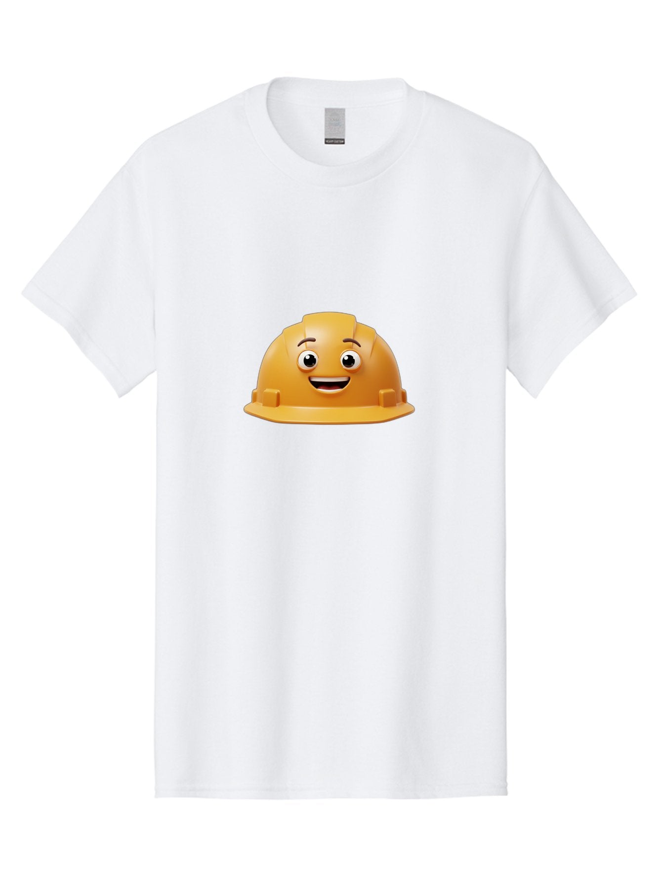 Smiling-Hard-Hat Men'S Graphic Tee, 100% Cotton, Comfortable Casual Summer Wear, Machine Washable, Safety Helmet, Hard Hat, Cartoon Character, Smiling Face, Construction Worker, Occupational Safety, Protective Gear, 3D Illustration Bad644 10
