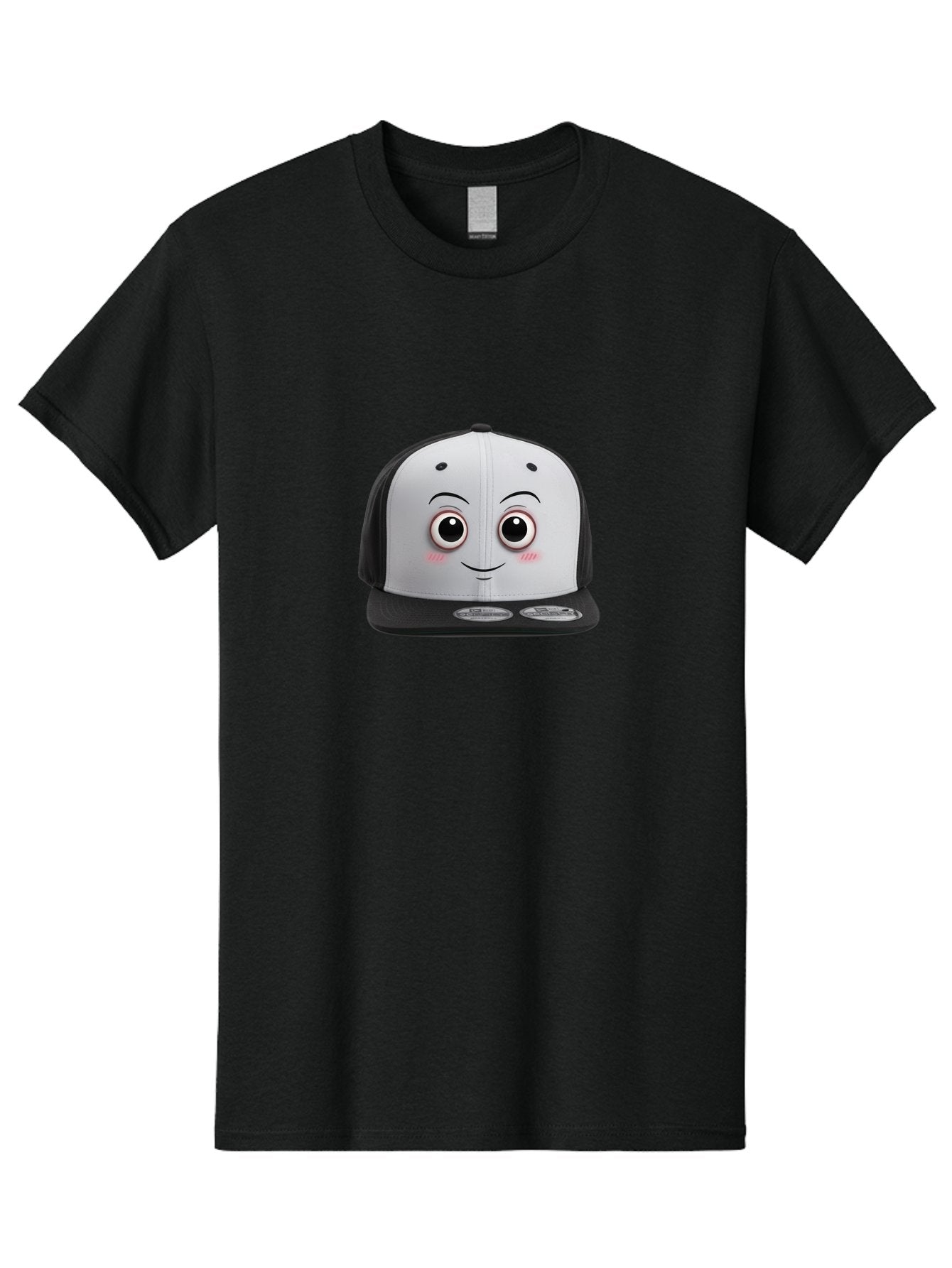 Smiling-Hat Men'S Graphic Tee, 100% Cotton, Comfortable Casual Summer Wear, Machine Washable, Thomas The Tank Engine Hat, Train-Themed Apparel, Black And White Baseball Cap, Cartoon Character Hat, Adorable Face, Eye-Catching Design, Bad645 7