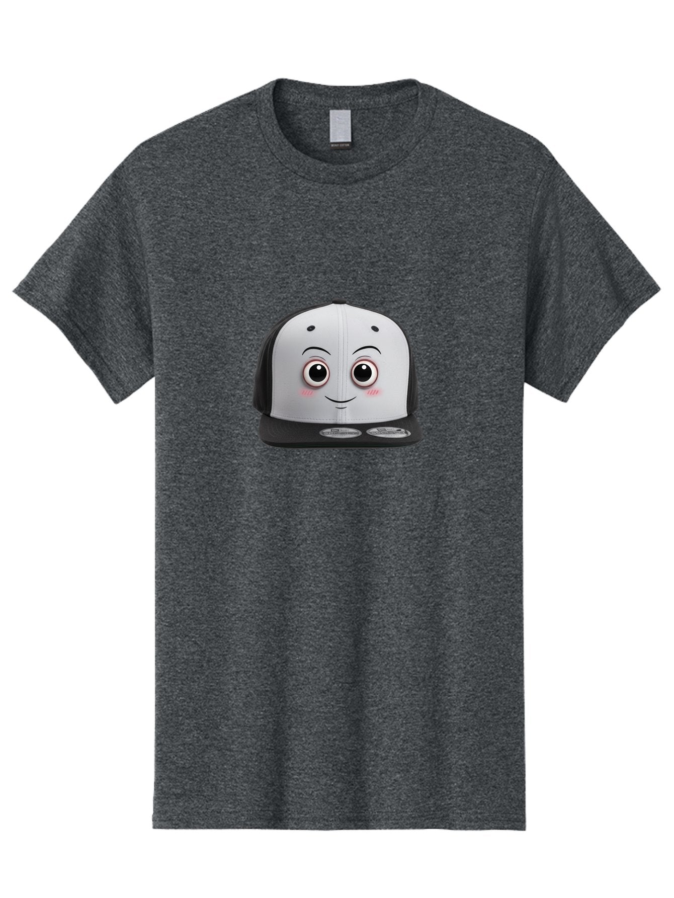 Smiling-Hat Men'S Graphic Tee, 100% Cotton, Comfortable Casual Summer Wear, Machine Washable, Thomas The Tank Engine Hat, Train-Themed Apparel, Black And White Baseball Cap, Cartoon Character Hat, Adorable Face, Eye-Catching Design, Bad645 15