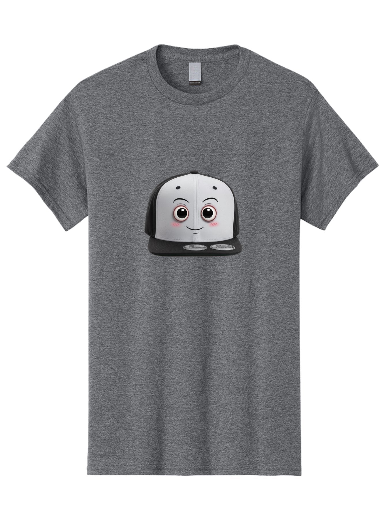 Smiling-Hat Men'S Graphic Tee, 100% Cotton, Comfortable Casual Summer Wear, Machine Washable, Thomas The Tank Engine Hat, Train-Themed Apparel, Black And White Baseball Cap, Cartoon Character Hat, Adorable Face, Eye-Catching Design, Bad645