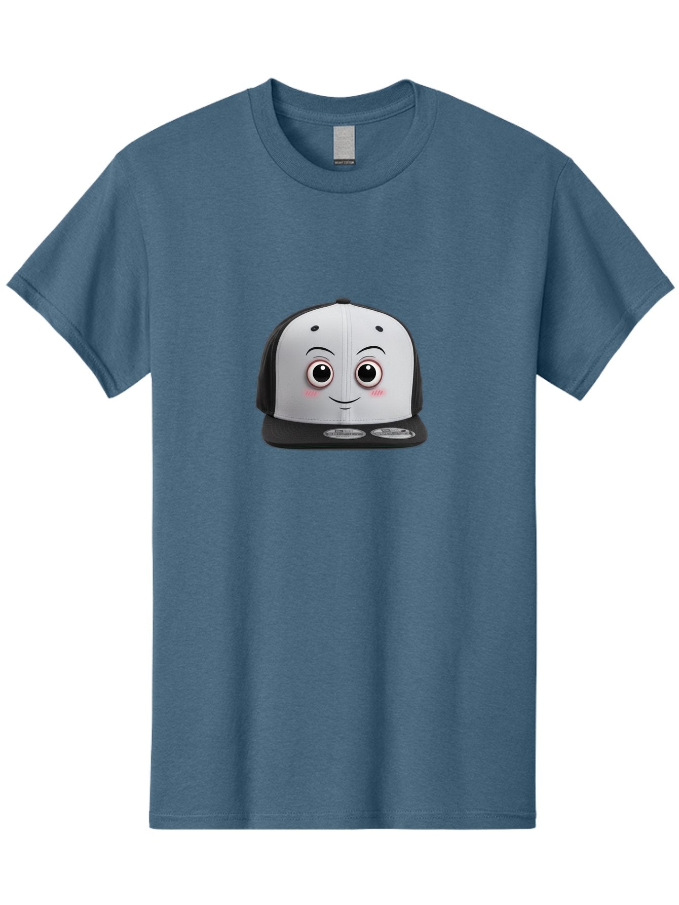 Smiling-Hat Men'S Graphic Tee, 100% Cotton, Comfortable Casual Summer Wear, Machine Washable, Thomas The Tank Engine Hat, Train-Themed Apparel, Black And White Baseball Cap, Cartoon Character Hat, Adorable Face, Eye-Catching Design, Bad645 5