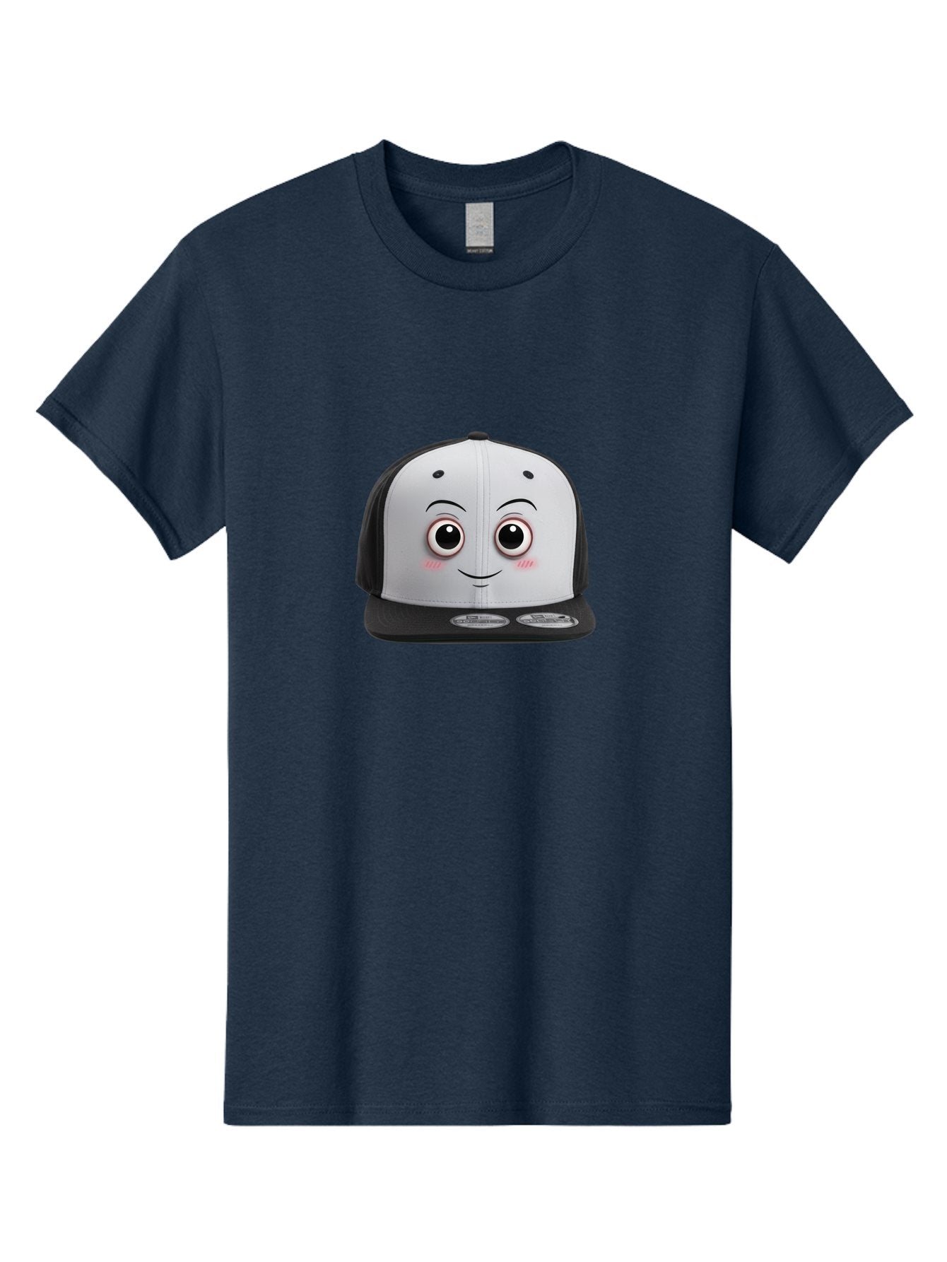 Smiling-Hat Men'S Graphic Tee, 100% Cotton, Comfortable Casual Summer Wear, Machine Washable, Thomas The Tank Engine Hat, Train-Themed Apparel, Black And White Baseball Cap, Cartoon Character Hat, Adorable Face, Eye-Catching Design, Bad645 3