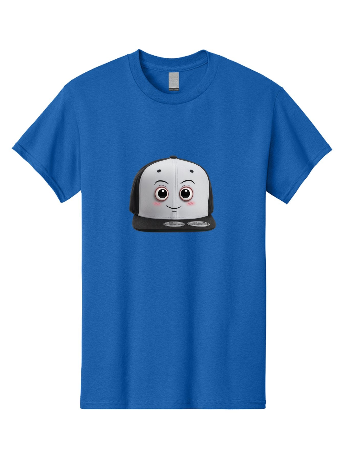 Smiling-Hat Men'S Graphic Tee, 100% Cotton, Comfortable Casual Summer Wear, Machine Washable, Thomas The Tank Engine Hat, Train-Themed Apparel, Black And White Baseball Cap, Cartoon Character Hat, Adorable Face, Eye-Catching Design, Bad645 12