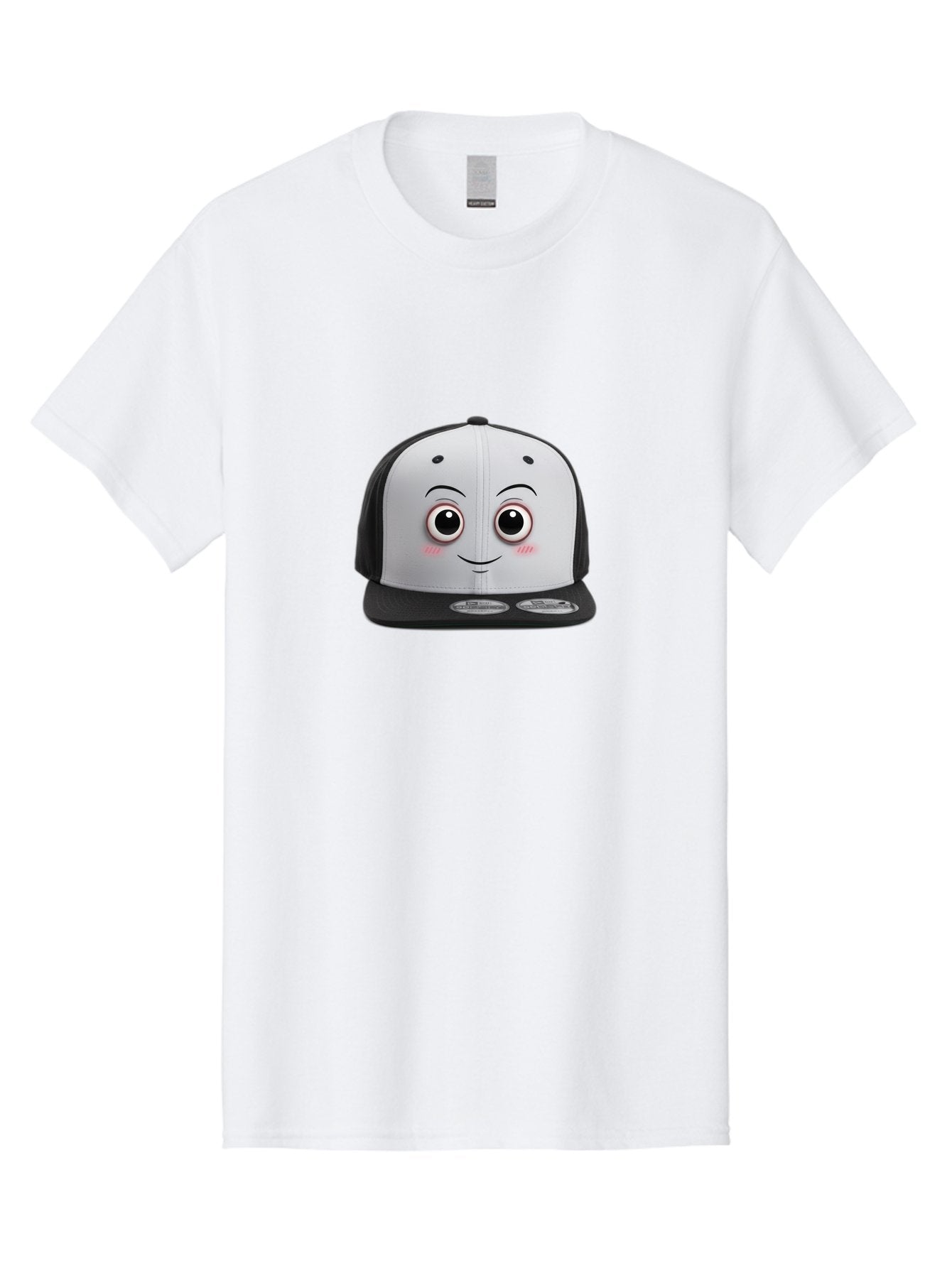 Smiling-Hat Men'S Graphic Tee, 100% Cotton, Comfortable Casual Summer Wear, Machine Washable, Thomas The Tank Engine Hat, Train-Themed Apparel, Black And White Baseball Cap, Cartoon Character Hat, Adorable Face, Eye-Catching Design, Bad645