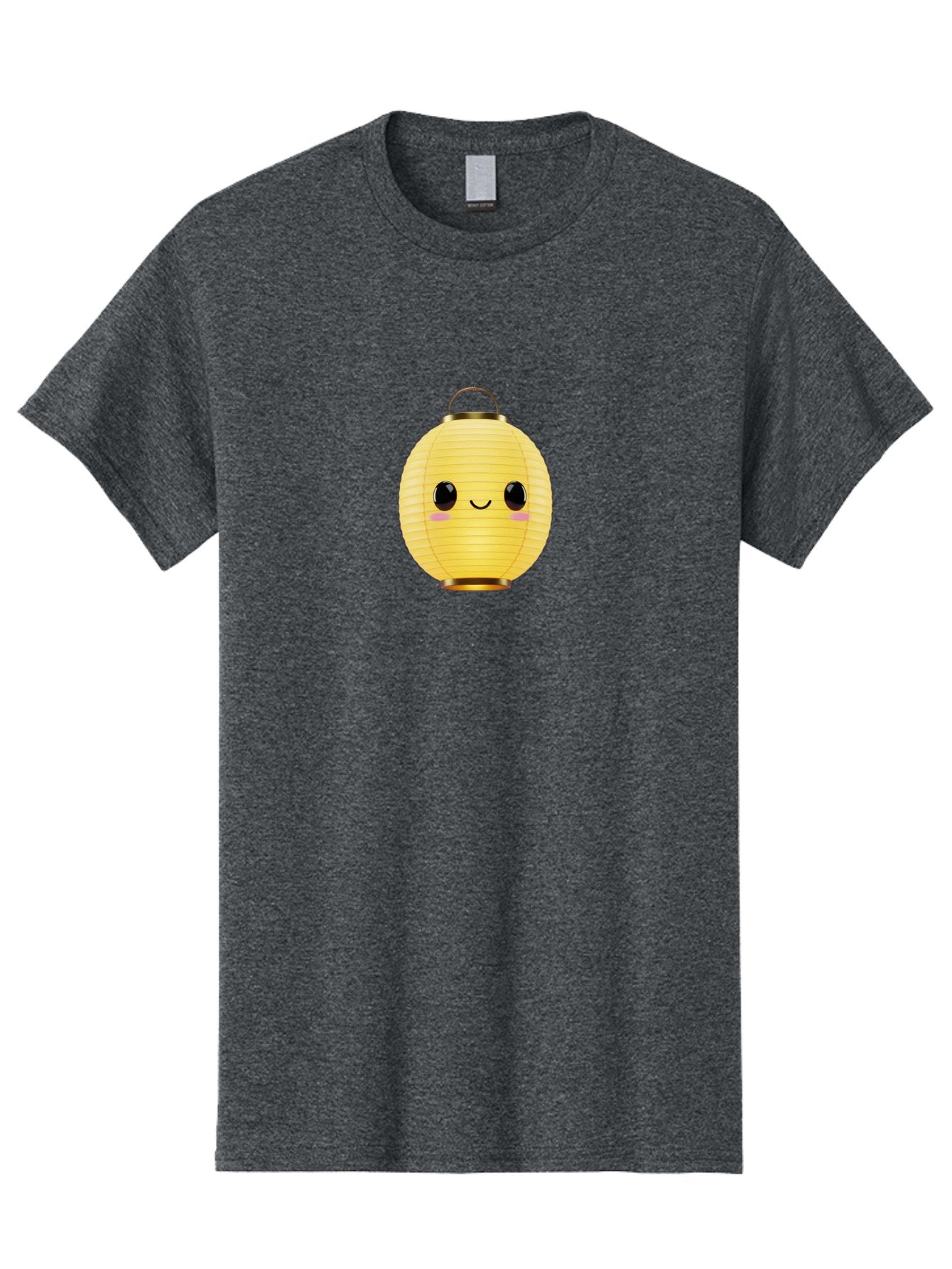 Smiling-Lantern Men'S Graphic Tee, 100% Cotton, Comfortable Casual Summer Wear, Machine Washable, Yellow Paper Lantern, Smiling Face, Cute Expression, Rosy Cheeks, Black Eyes, Gold Cap, Kawaii Design, Japanese Lantern, Festival Decoration Bad646 9