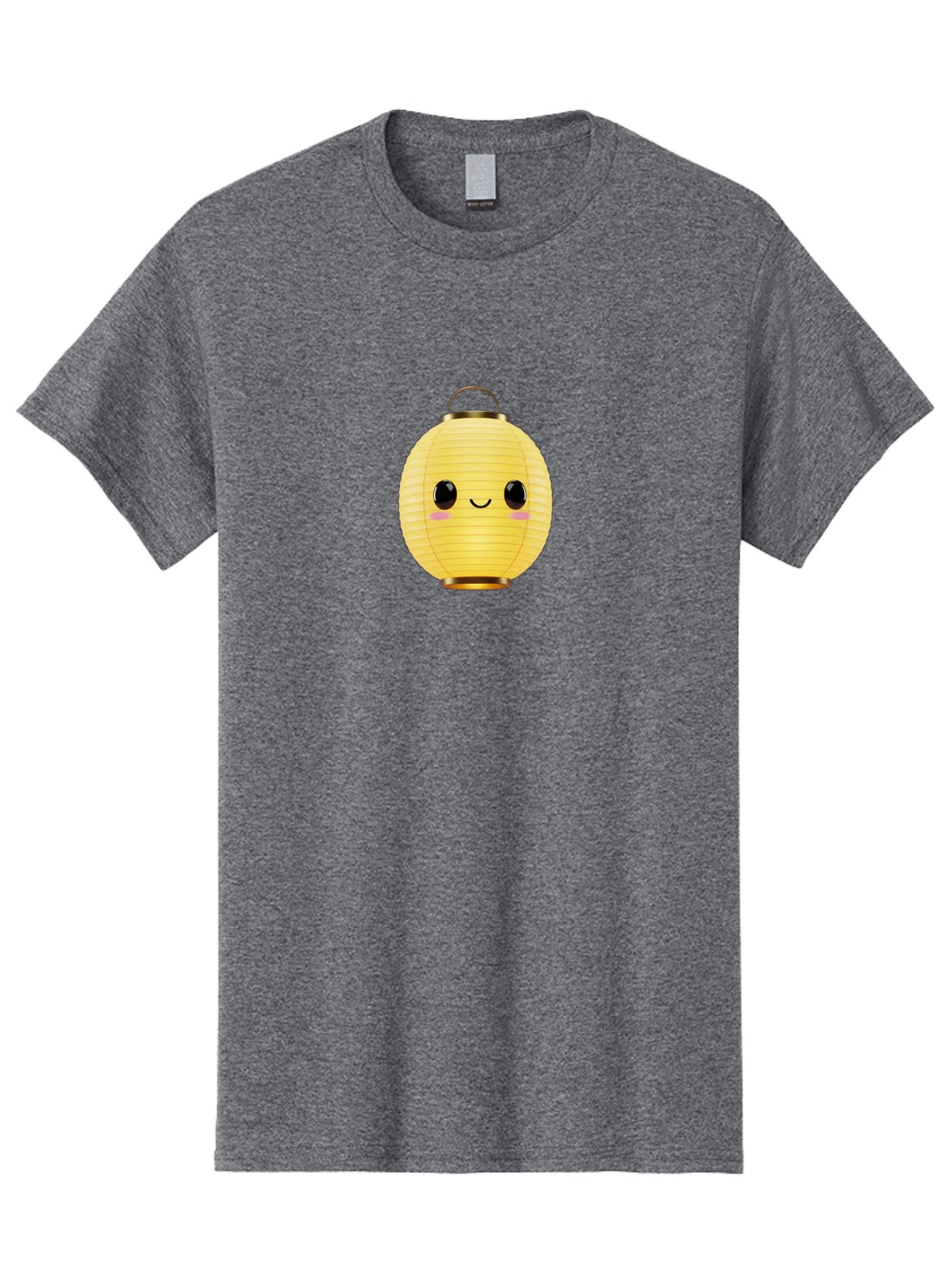 Smiling-Lantern Men'S Graphic Tee, 100% Cotton, Comfortable Casual Summer Wear, Machine Washable, Yellow Paper Lantern, Smiling Face, Cute Expression, Rosy Cheeks, Black Eyes, Gold Cap, Kawaii Design, Japanese Lantern, Festival Decoration Bad646 10