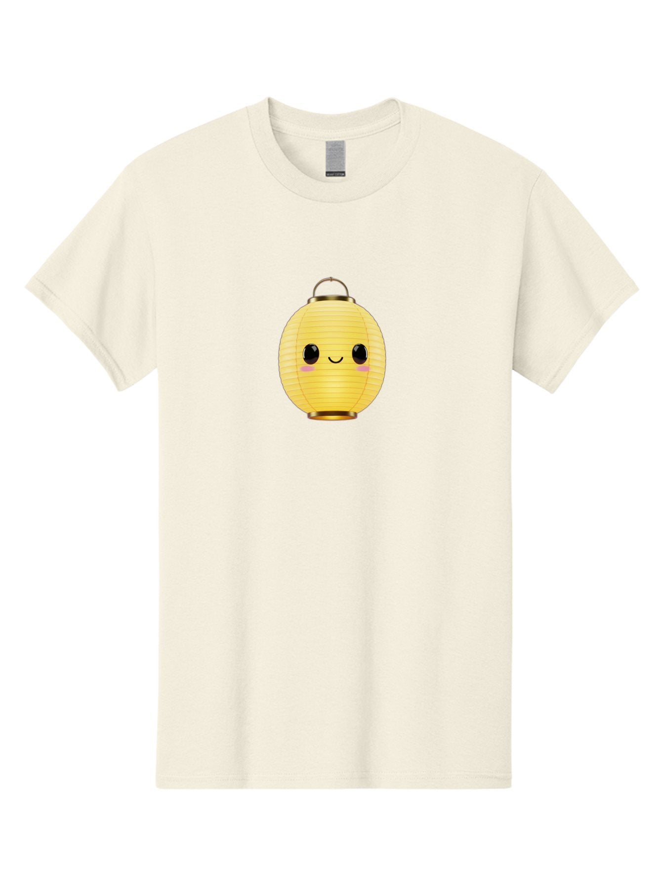 Smiling-Lantern Men'S Graphic Tee, 100% Cotton, Comfortable Casual Summer Wear, Machine Washable, Yellow Paper Lantern, Smiling Face, Cute Expression, Rosy Cheeks, Black Eyes, Gold Cap, Kawaii Design, Japanese Lantern, Festival Decoration Bad646 8
