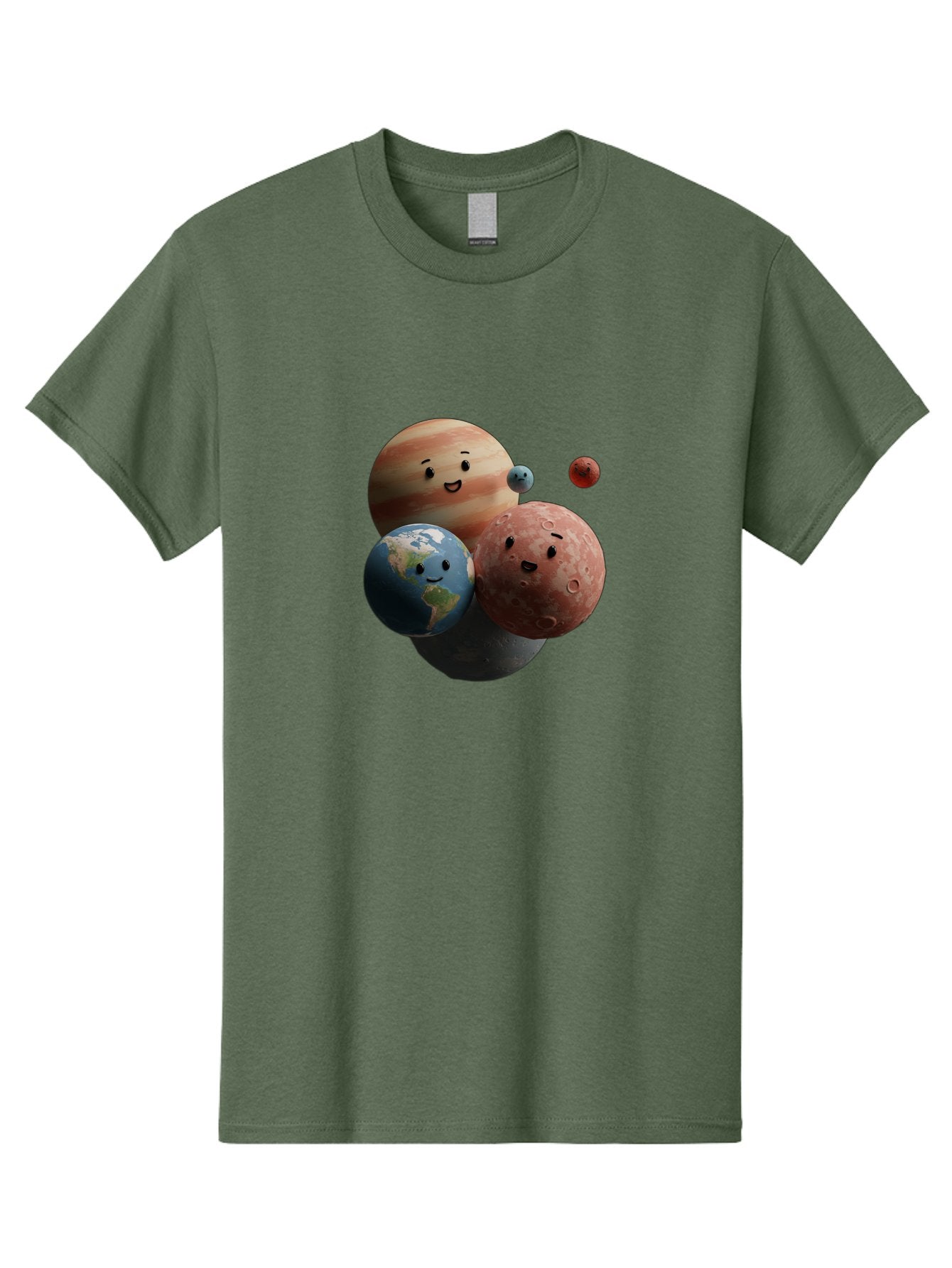 Smiling-Planets Men'S Graphic Tee, 100% Cotton, Comfortable Casual Summer Wear, Machine Washable, Cartoon Planets, Smiling Faces, Jupiter, Earth, Mars, Space, Solar System, Astronomy, Celestial Bodies, Fantasy, Illustration Bad647 9