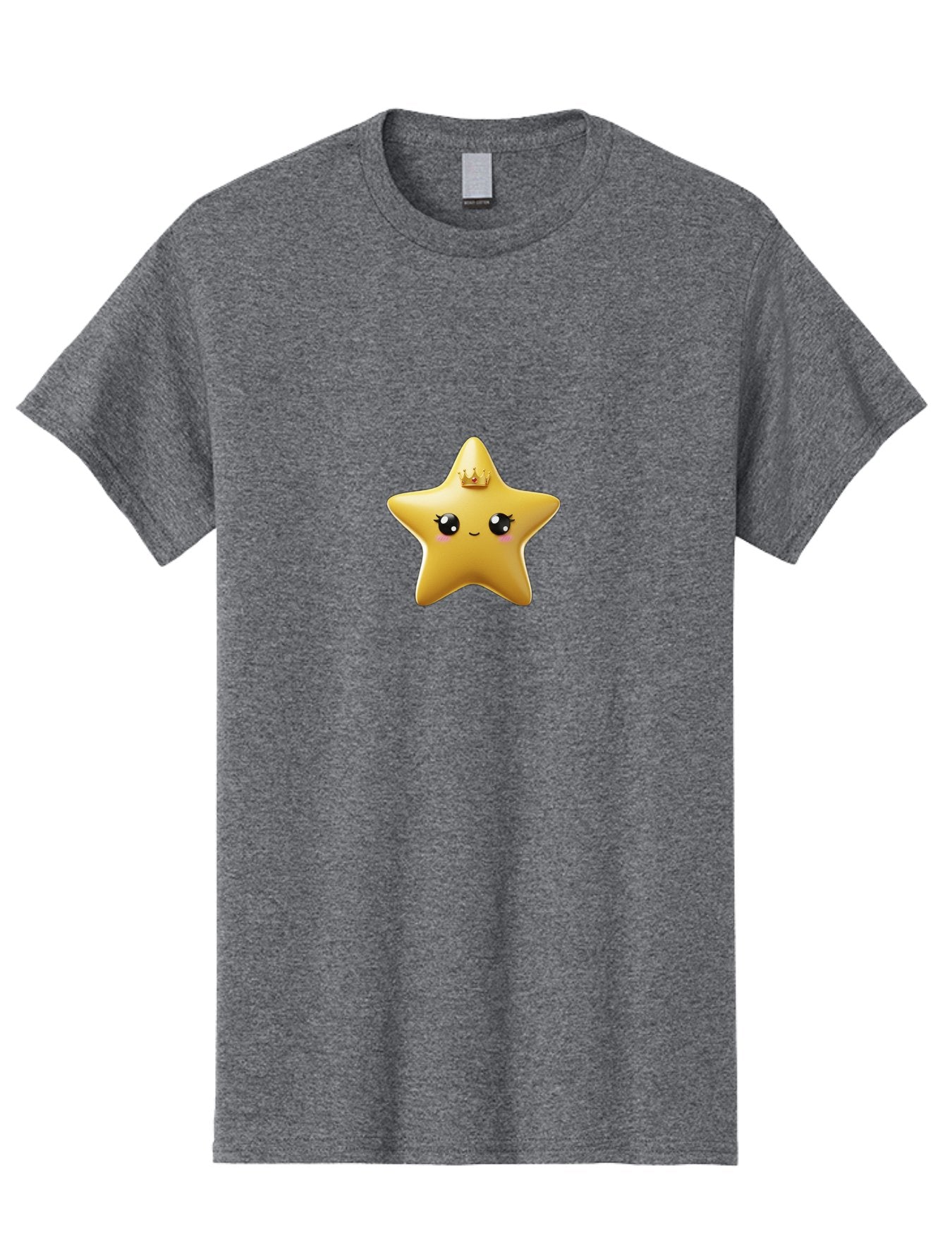 Smiling-Star-With-Crown Men'S Graphic Tee, 100% Cotton, Comfortable Casual Summer Wear, Machine Washable, Smiling Star, Gold Crown, Cartoon Character, Kawaii, Cute Eyes, Rosy Cheeks, Shiny Star, Magical Symbol, Mystical Bad648 7