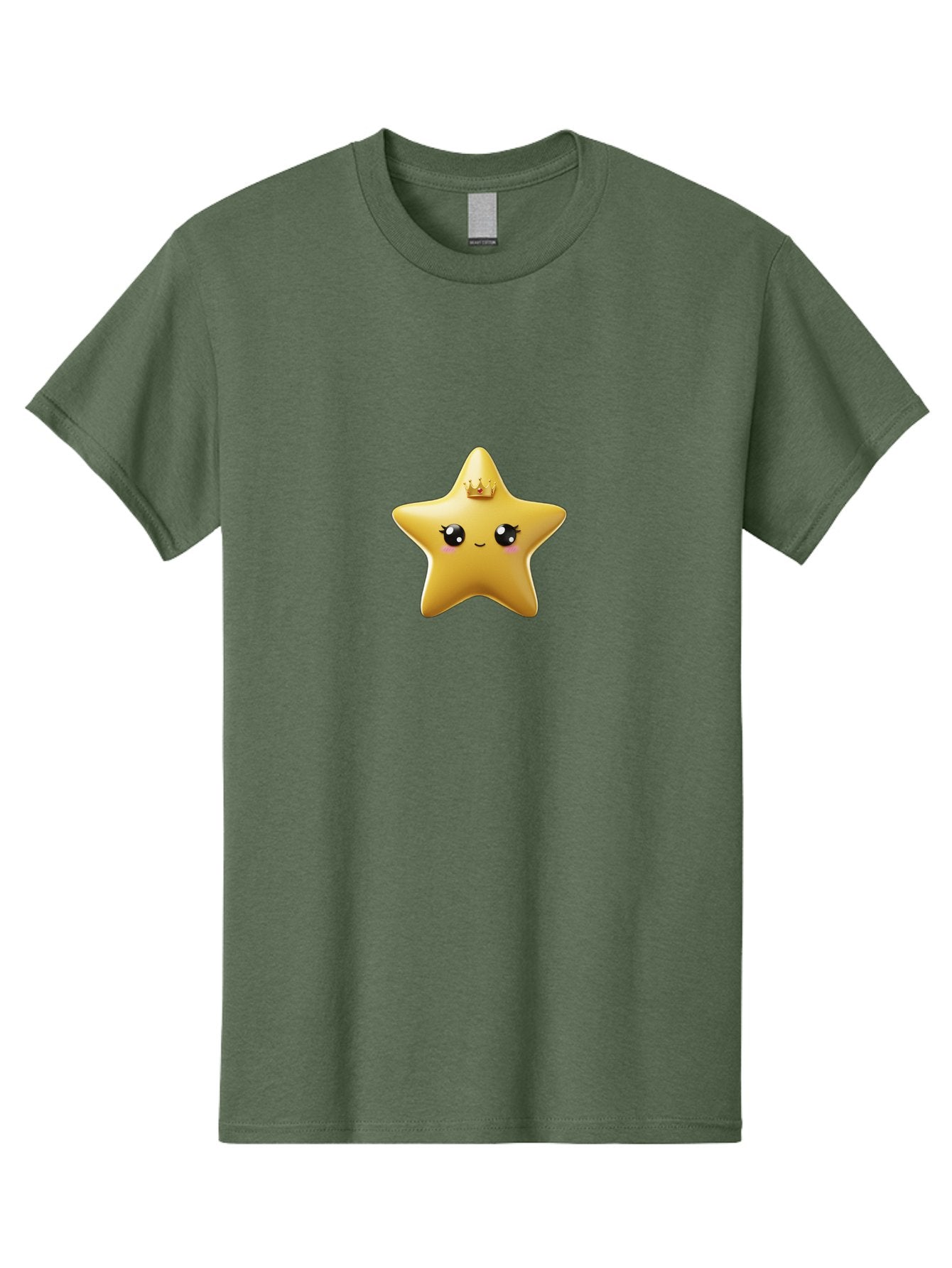 Smiling-Star-With-Crown Men'S Graphic Tee, 100% Cotton, Comfortable Casual Summer Wear, Machine Washable, Smiling Star, Gold Crown, Cartoon Character, Kawaii, Cute Eyes, Rosy Cheeks, Shiny Star, Magical Symbol, Mystical Bad648 15