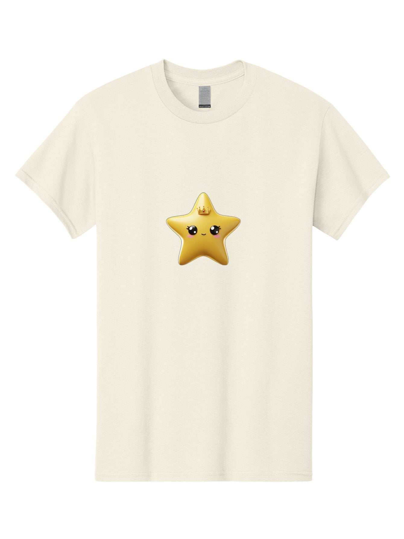 Smiling-Star-With-Crown Men'S Graphic Tee, 100% Cotton, Comfortable Casual Summer Wear, Machine Washable, Smiling Star, Gold Crown, Cartoon Character, Kawaii, Cute Eyes, Rosy Cheeks, Shiny Star, Magical Symbol, Mystical Bad648 12