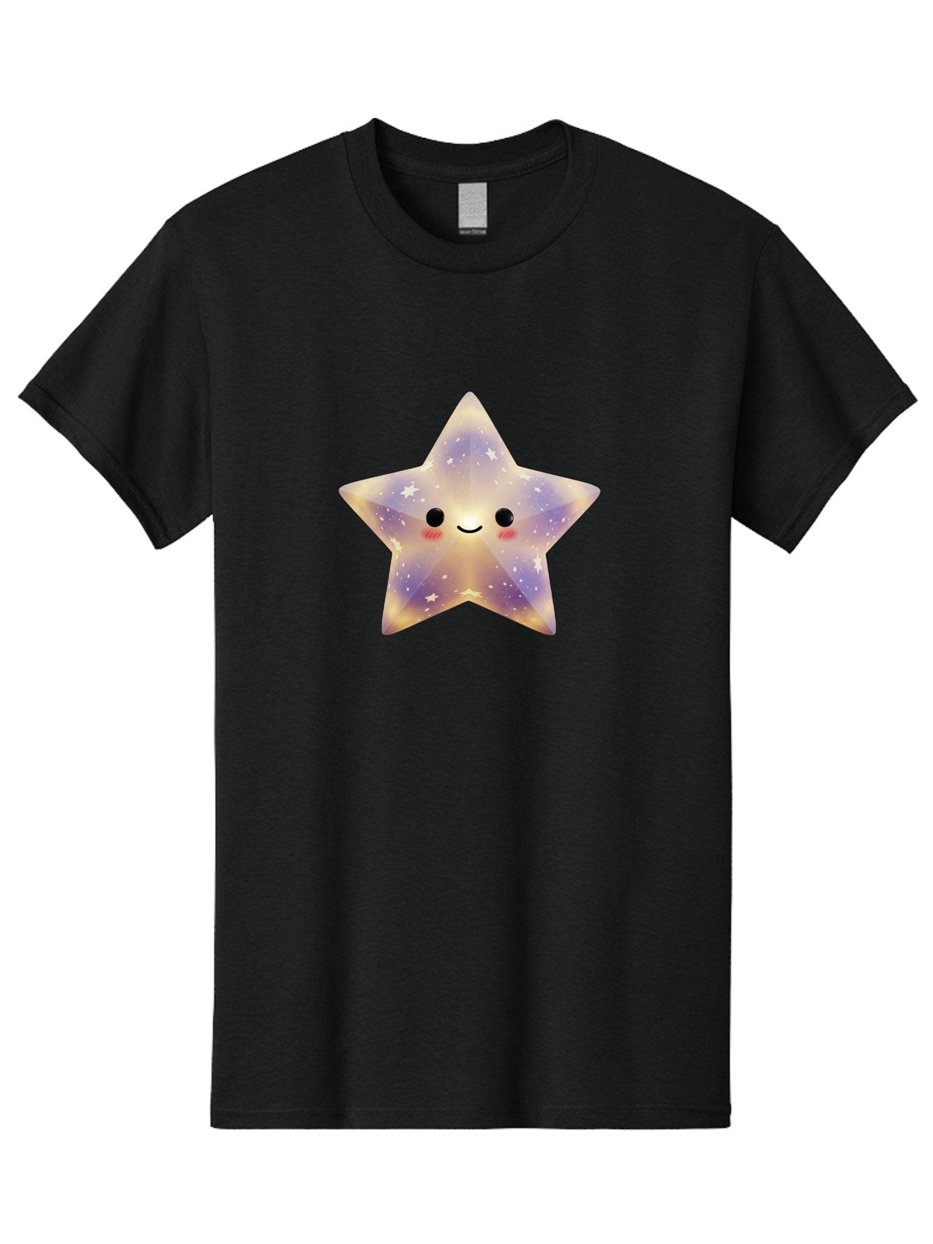 Smiling-Star Men'S Graphic Tee, 100% Cotton, Comfortable Casual Summer Wear, Machine Washable, Smiling Face, Cute Star, Kawaii Character, Cartoon Star, Galaxy-Inspired Design, Pastel Colors, Rosy Cheeks, Friendly Expression, Bad649 8