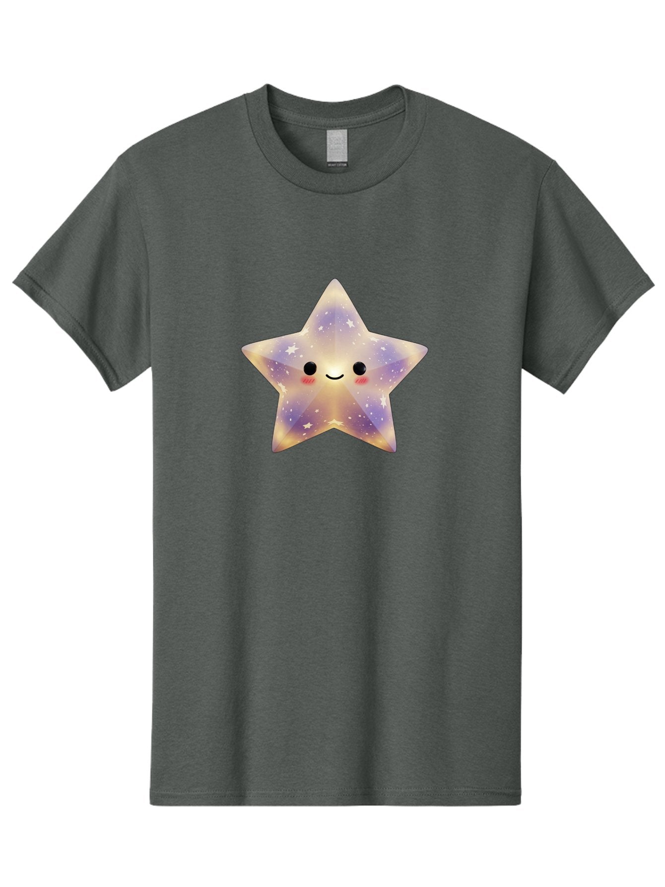 Smiling-Star Men'S Graphic Tee, 100% Cotton, Comfortable Casual Summer Wear, Machine Washable, Smiling Face, Cute Star, Kawaii Character, Cartoon Star, Galaxy-Inspired Design, Pastel Colors, Rosy Cheeks, Friendly Expression, Bad649 15