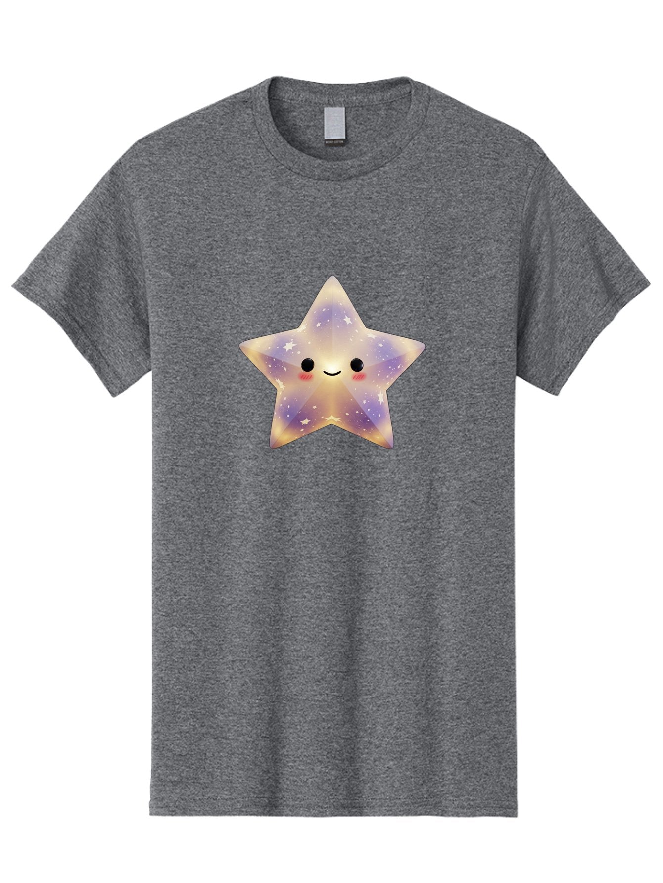 Smiling-Star Men'S Graphic Tee, 100% Cotton, Comfortable Casual Summer Wear, Machine Washable, Smiling Face, Cute Star, Kawaii Character, Cartoon Star, Galaxy-Inspired Design, Pastel Colors, Rosy Cheeks, Friendly Expression, Bad649 12