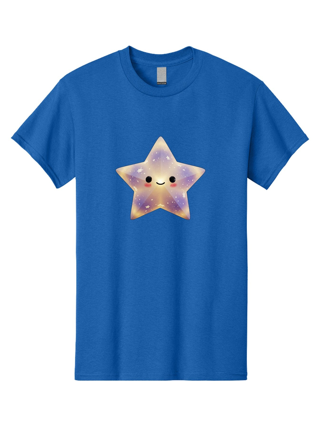 Smiling-Star Men'S Graphic Tee, 100% Cotton, Comfortable Casual Summer Wear, Machine Washable, Smiling Face, Cute Star, Kawaii Character, Cartoon Star, Galaxy-Inspired Design, Pastel Colors, Rosy Cheeks, Friendly Expression, Bad649 10