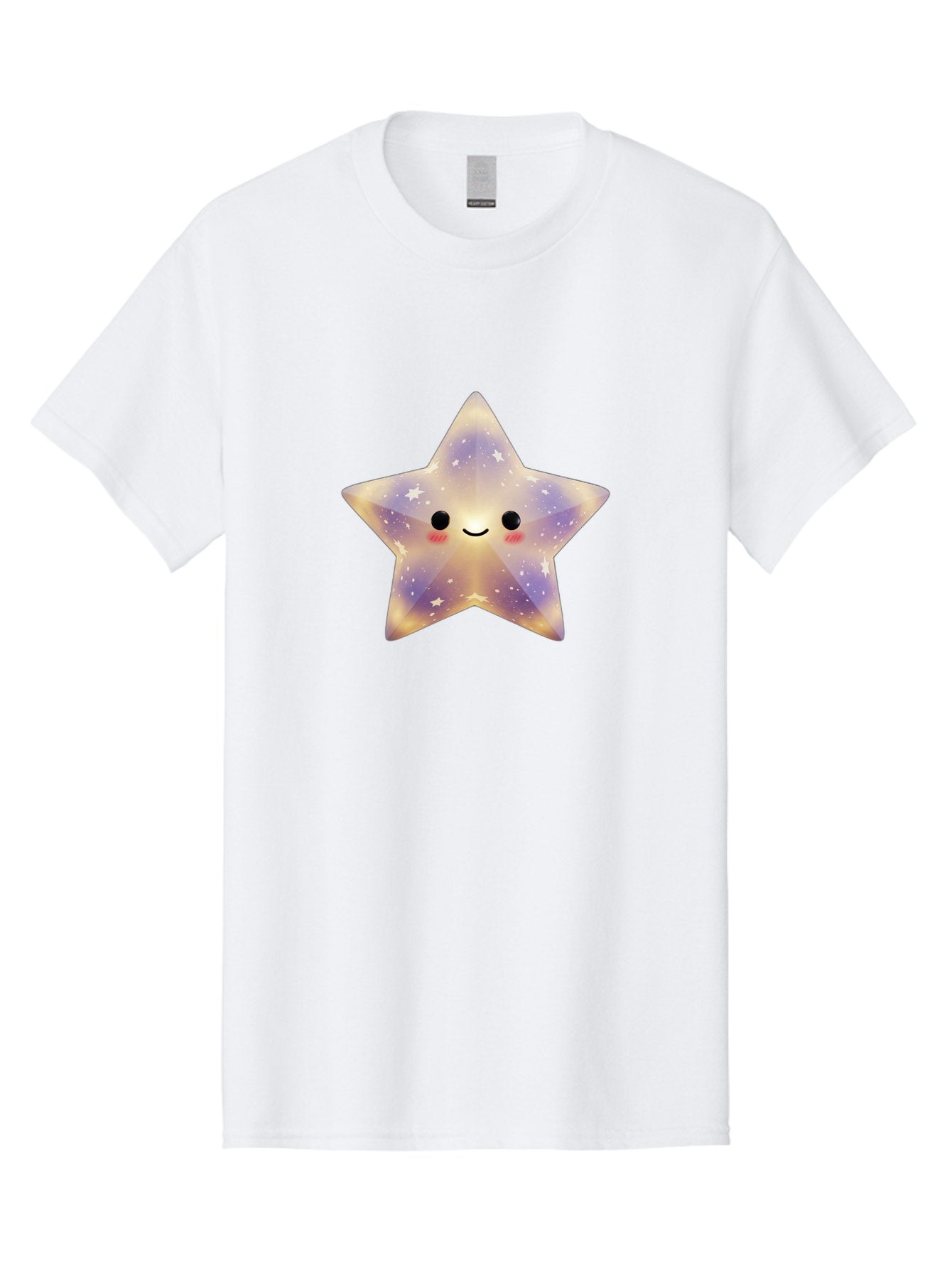 Smiling-Star Men'S Graphic Tee, 100% Cotton, Comfortable Casual Summer Wear, Machine Washable, Smiling Face, Cute Star, Kawaii Character, Cartoon Star, Galaxy-Inspired Design, Pastel Colors, Rosy Cheeks, Friendly Expression, Bad649 13